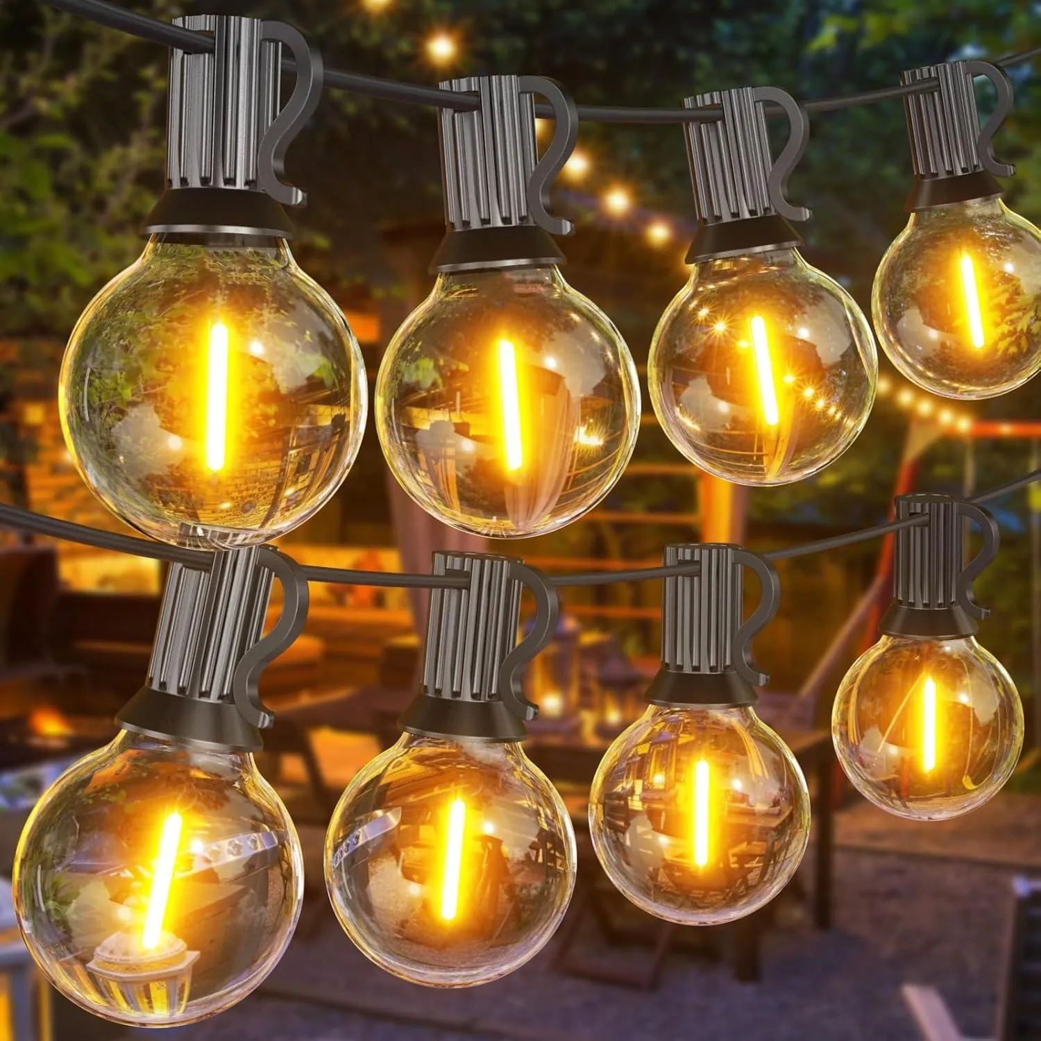 LED Lichterkette Außen Strom,18 Meter G40 Outdoor Lichterkette Glühbirnen | Warmweiß Garten Beleuchtung Aussen Wasserdi…
