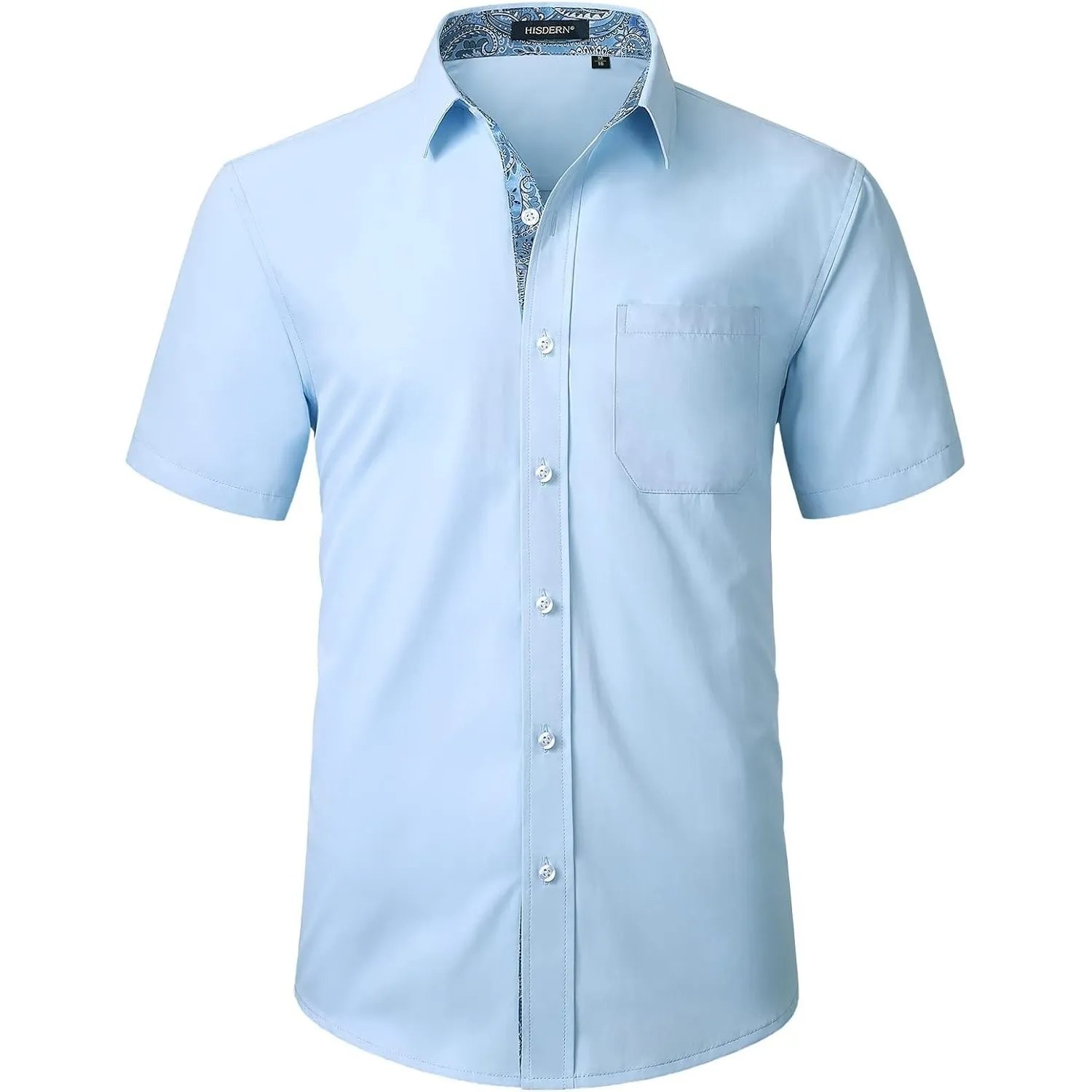 HISDERN Herren Hemd Kurzarm Freizeithemd Businesshemd Herren Kurzarm Hemden Regular Fit Bügelfreies Herrenhemd mit Brus…