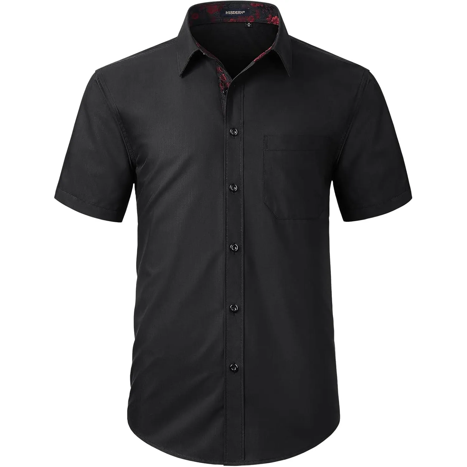 HISDERN Herren Hemd Kurzarm Freizeithemd Businesshemd Herren Kurzarm Hemden Regular Fit Bügelfreies Herrenhemd mit Brus…