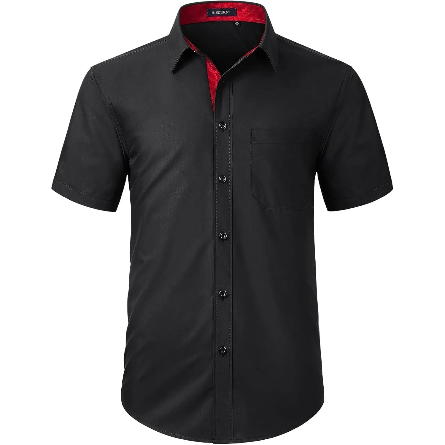 HISDERN Herren Hemd Kurzarm Freizeithemd Businesshemd Herren Kurzarm Hemden Regular Fit Bügelfreies Herrenhemd mit Brus…