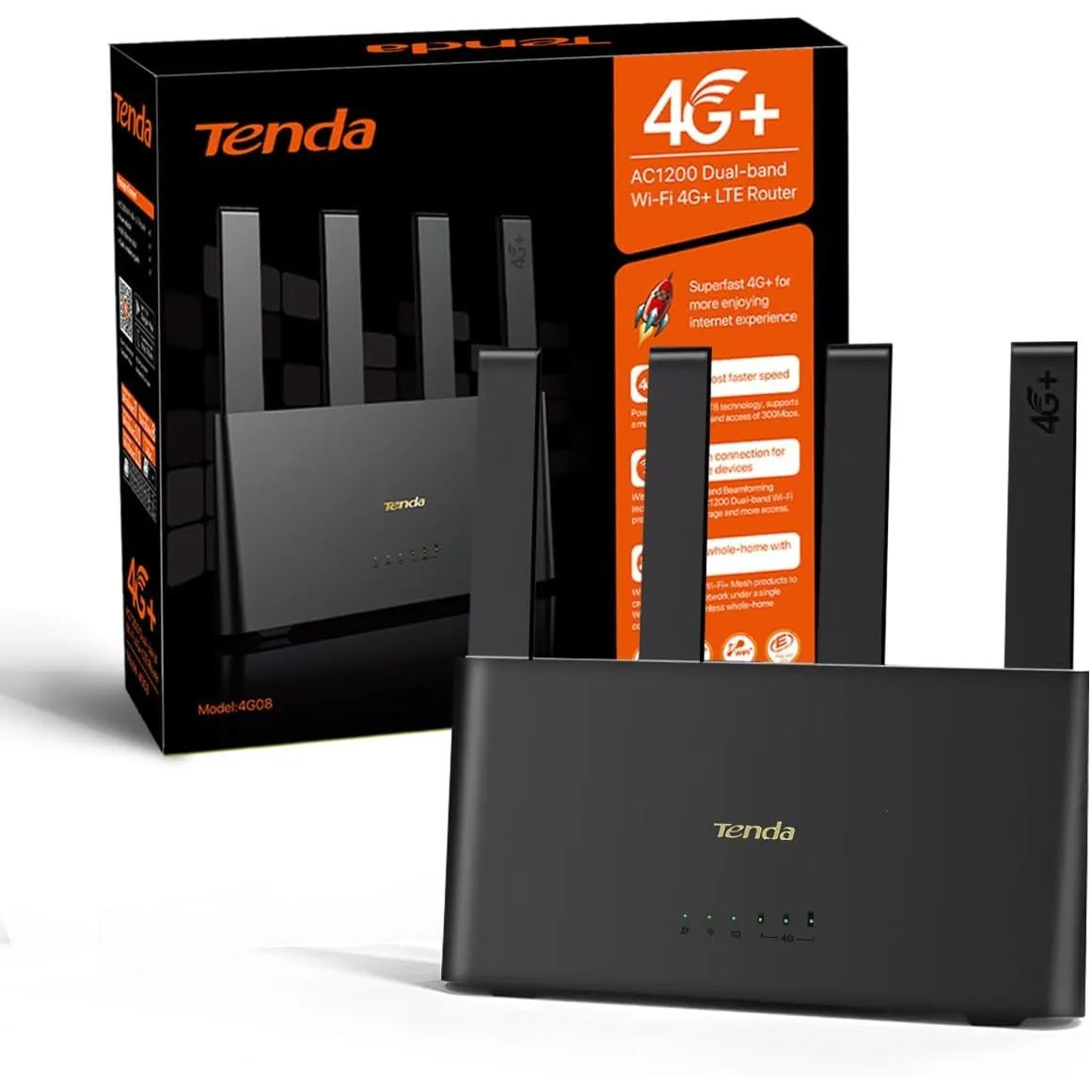 Tenda 4G08 4G+ Router SIM Karte, LTE CAT6 AC1200 bis 300 Mbit/s, Dualband