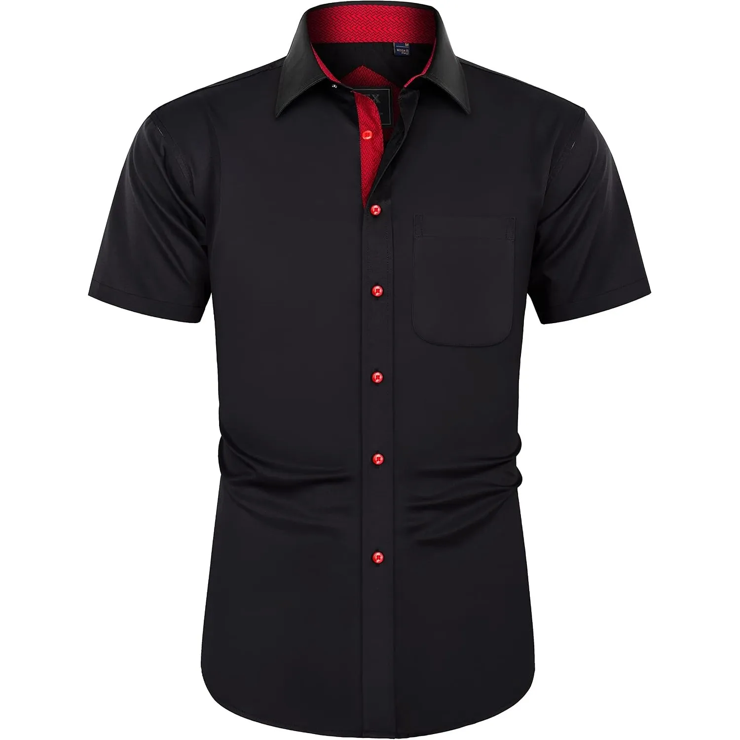 J.VER Herren Hemd Kurzarm Freizeithemd mit Tasche Regular fit Businesshemd Bügelleichte Oberteile Männer Modern
