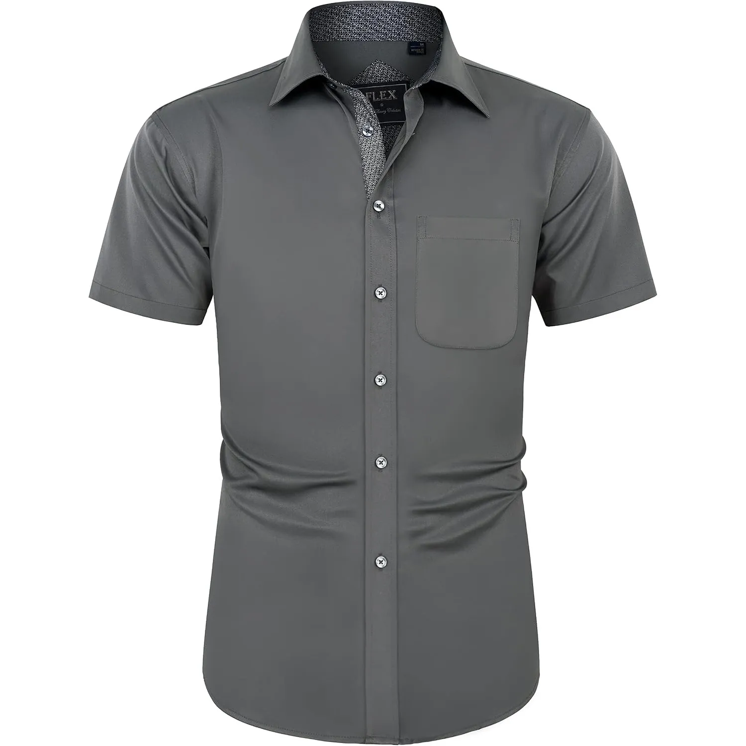 J.VER Herren Hemd Kurzarm Freizeithemd mit Tasche Regular fit Businesshemd Bügelleichte Oberteile Männer Modern