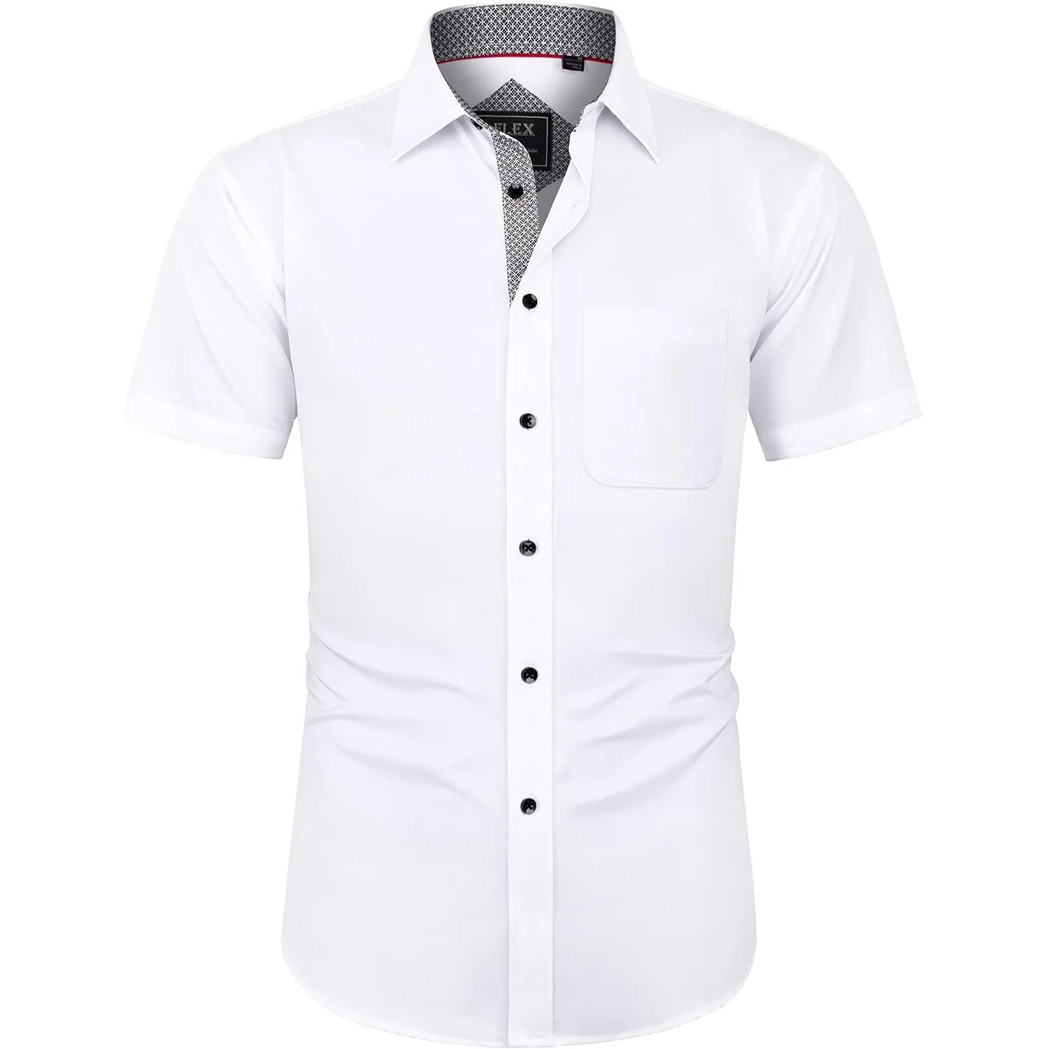 J.VER Herren Hemd Kurzarm Freizeithemd mit Tasche Regular fit Businesshemd Bügelleichte Oberteile Männer Modern