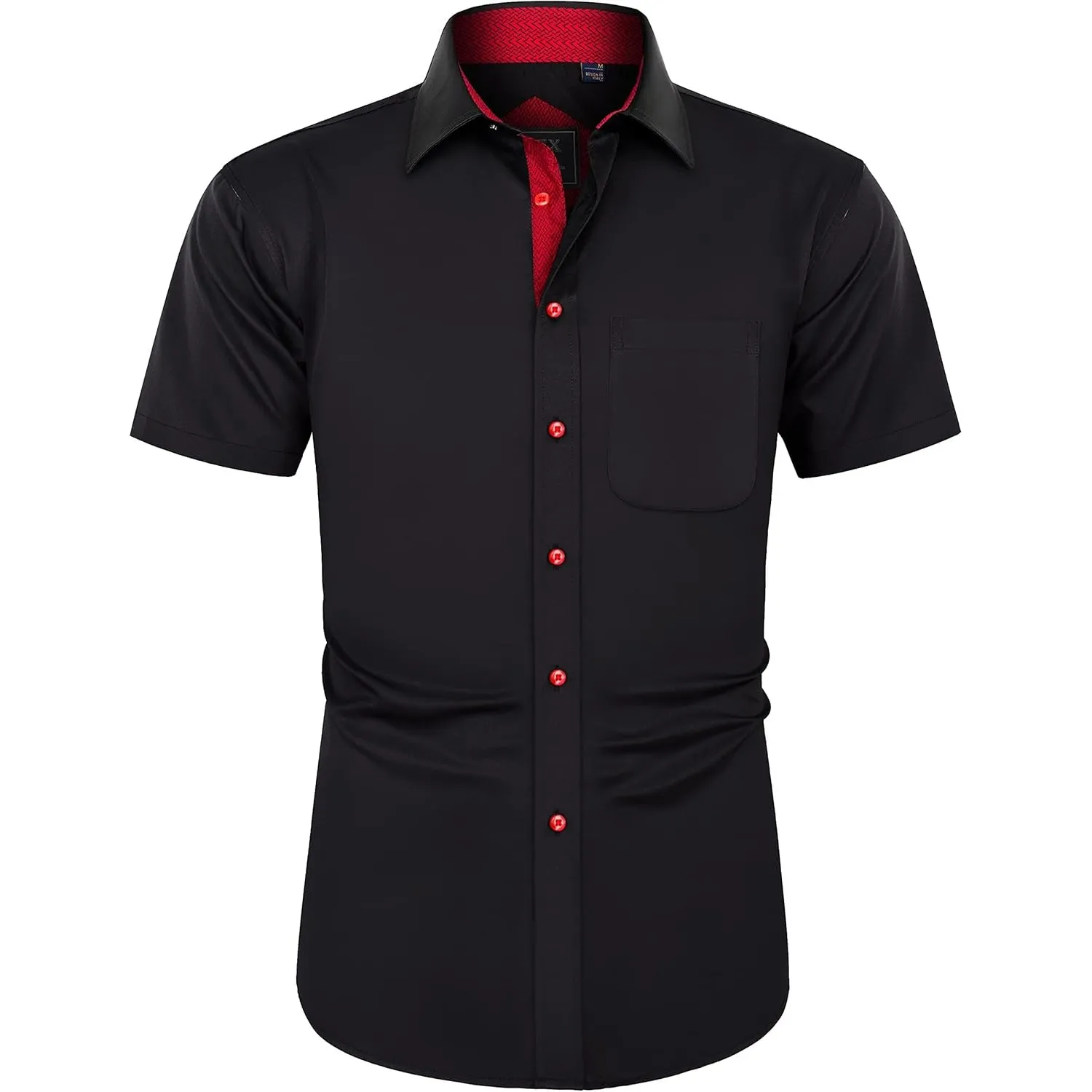 J.VER Herren Hemd Kurzarm Freizeithemd mit Tasche Regular fit Businesshemd Bügelleichte Oberteile Männer Modern