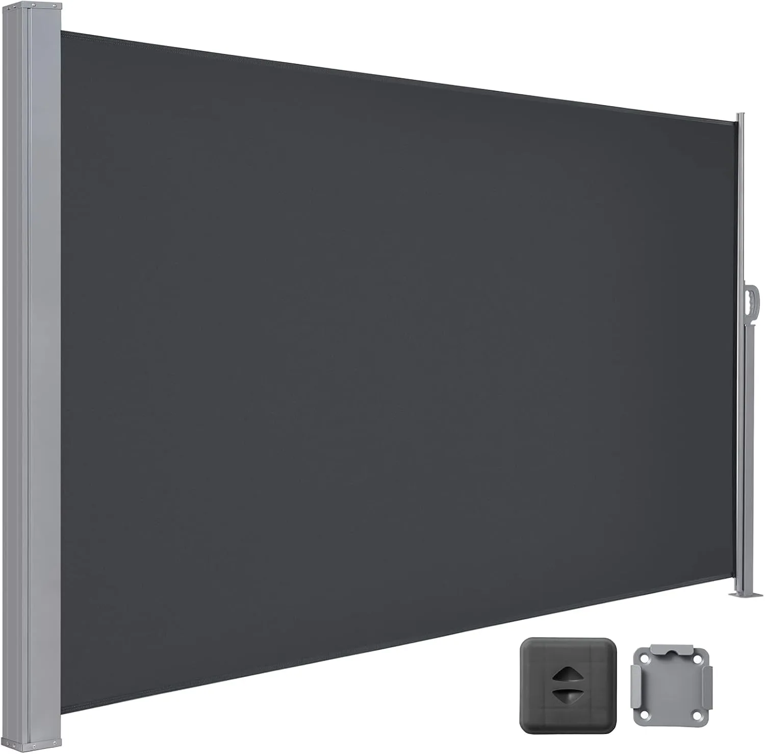 Larmnee EBK1635TBP02 Extendible Side Wall Awning, 160 x 350 cm, Privacy Screen, Sun Protection, Opaque Side Roller Blin…