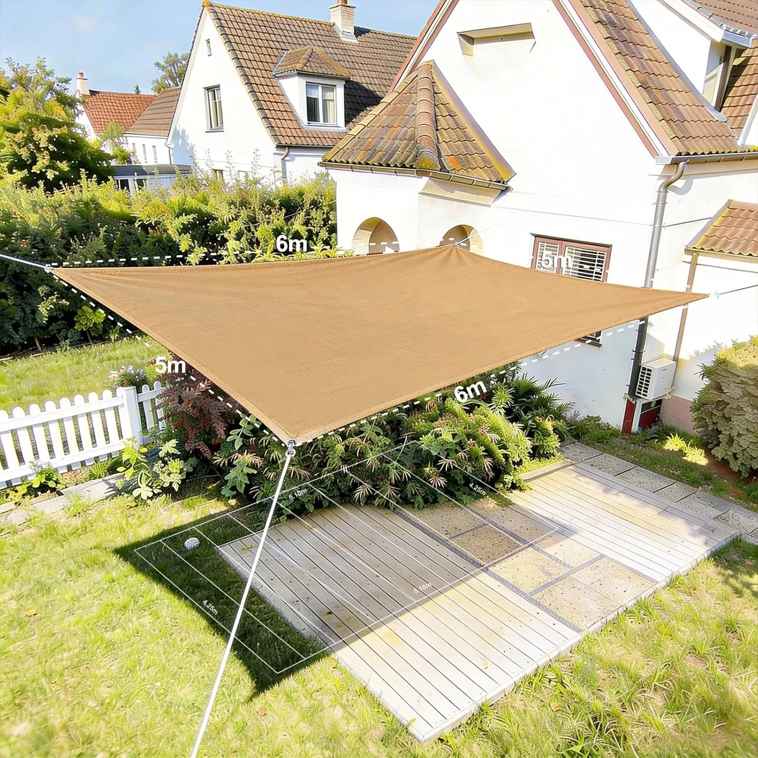 HAIKUS Sonnensegel 5x6 Rechteckig Premium HDPE, Wasserdurchlässig Sonnenschutz Atmungsaktiv Wetterbeständig für Garten …