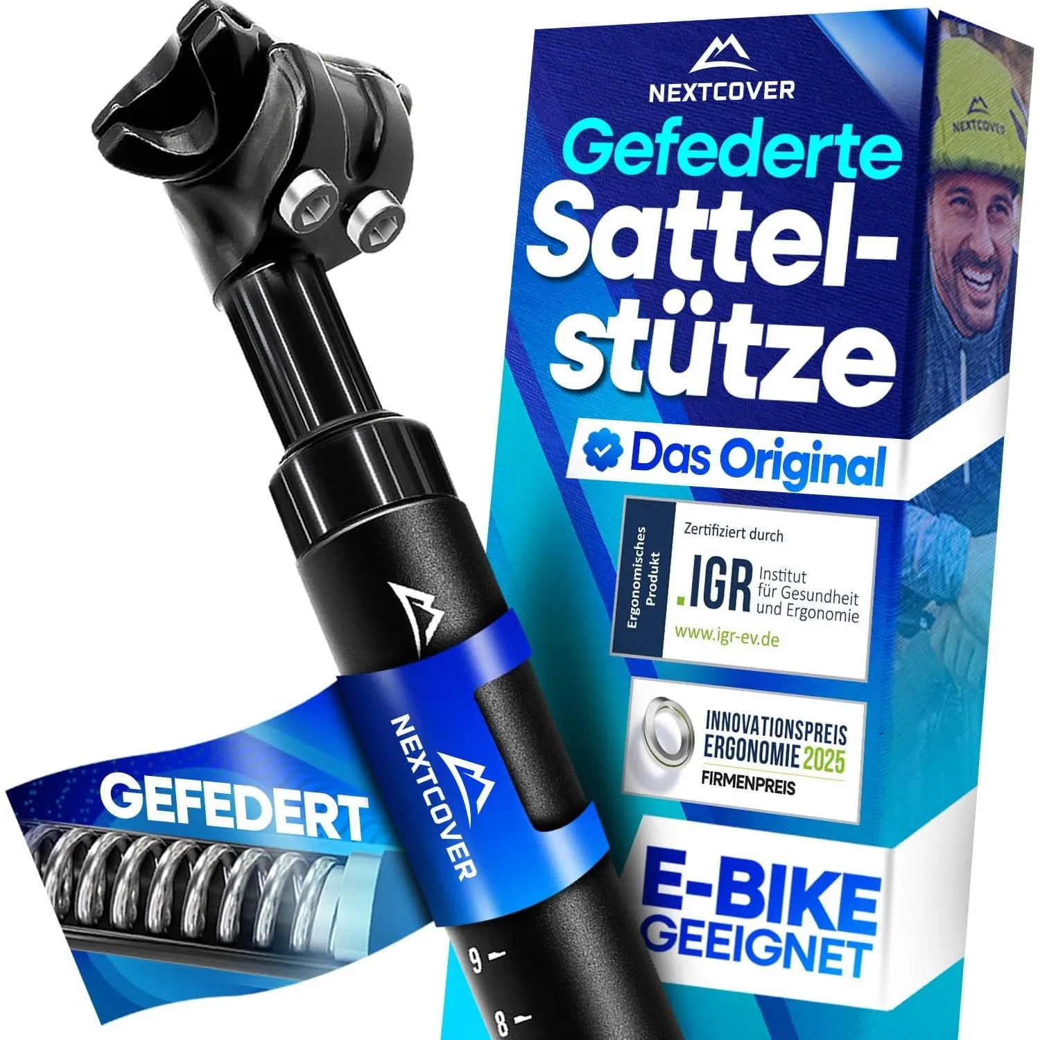 NEXTCOVER® Sattelstütze gefedert, Das Original - mit 27.2/30.9/31.6/34.9mm Durchmesser und [Comfort-Spring] Technologie…