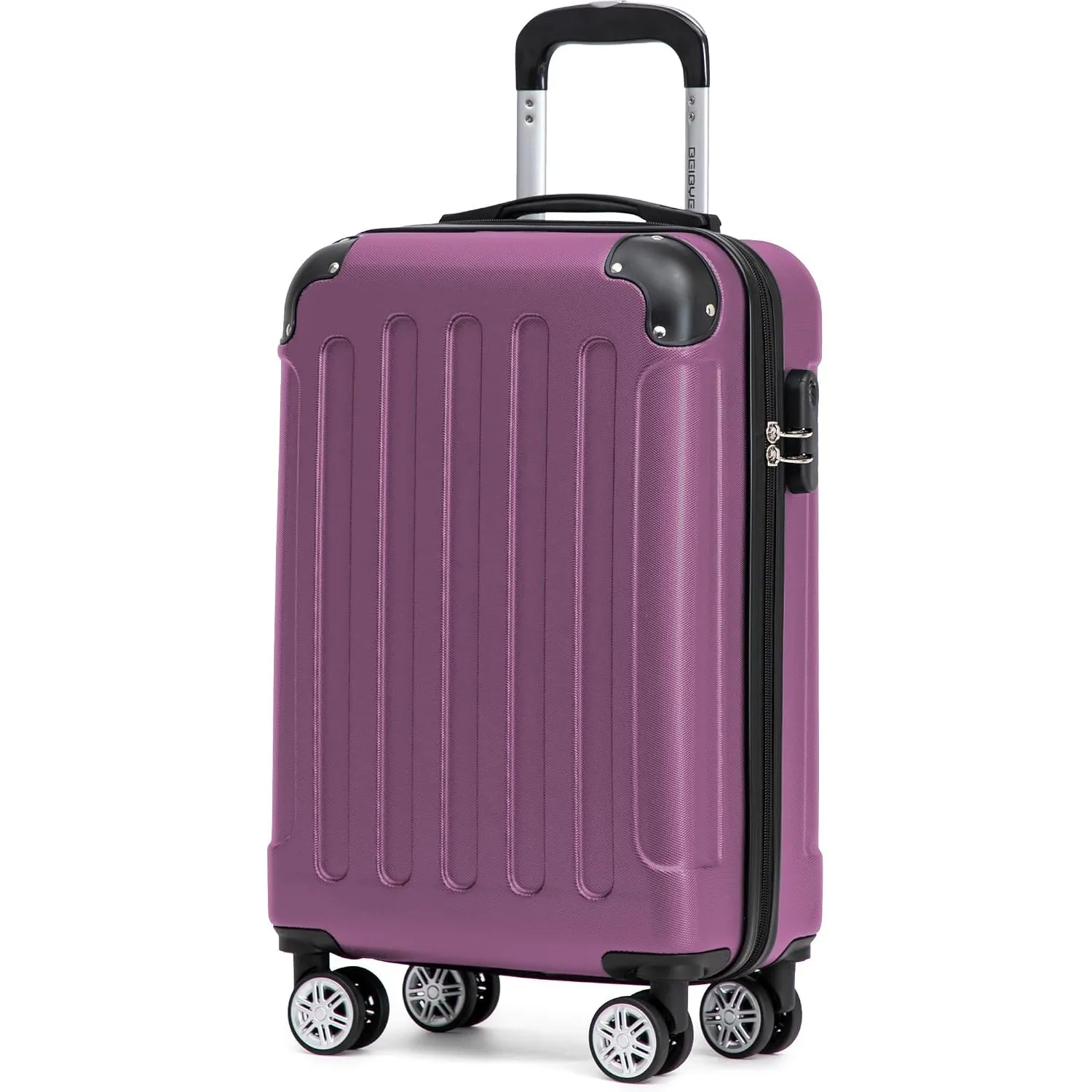 BEIBYE Handgepäck Koffer M 55 cm – Kabinenkoffer aus ABS, leicht, 360° Doppelrollen, Reisekoffer für Kurzreisen, Violett