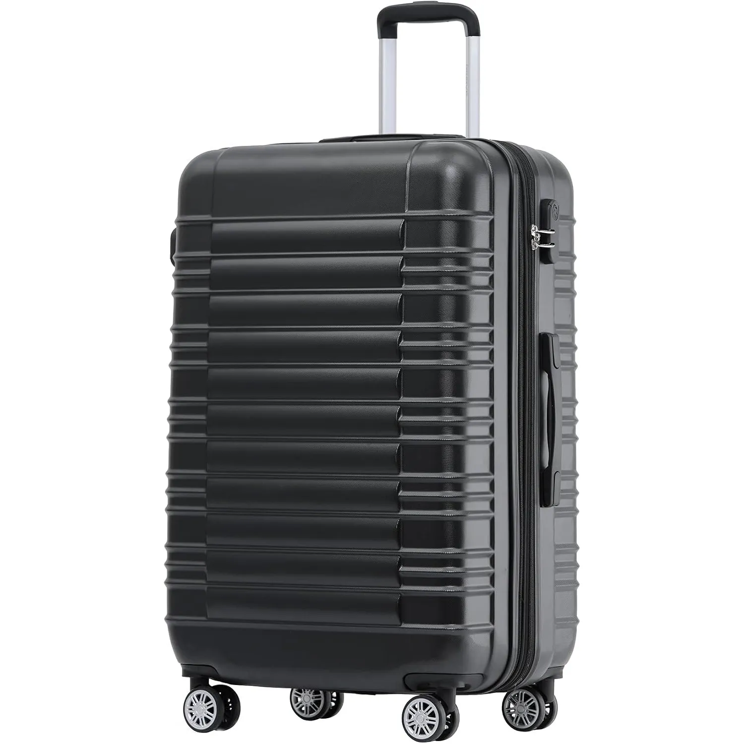 BEIBYE Zwillingsrollen Reisekoffer Koffer Trolleys Hartschale M-L-XL-Set (Schwarz, L)
