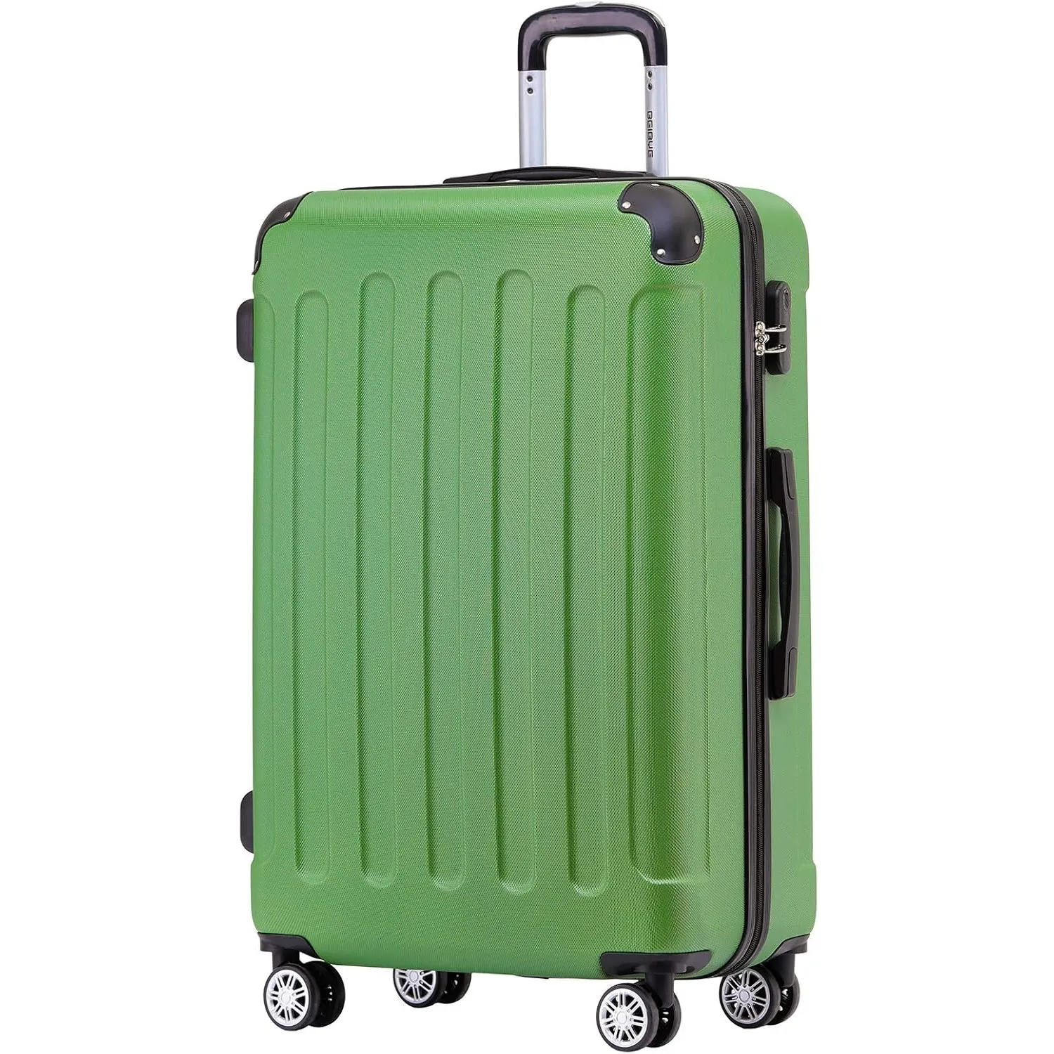 BEIBYE Hartschalenkoffer XL 76 cm – großer Reisekoffer, leicht, robust, ABS, 360° Doppelrollen, Zahlenschloss, Olive
