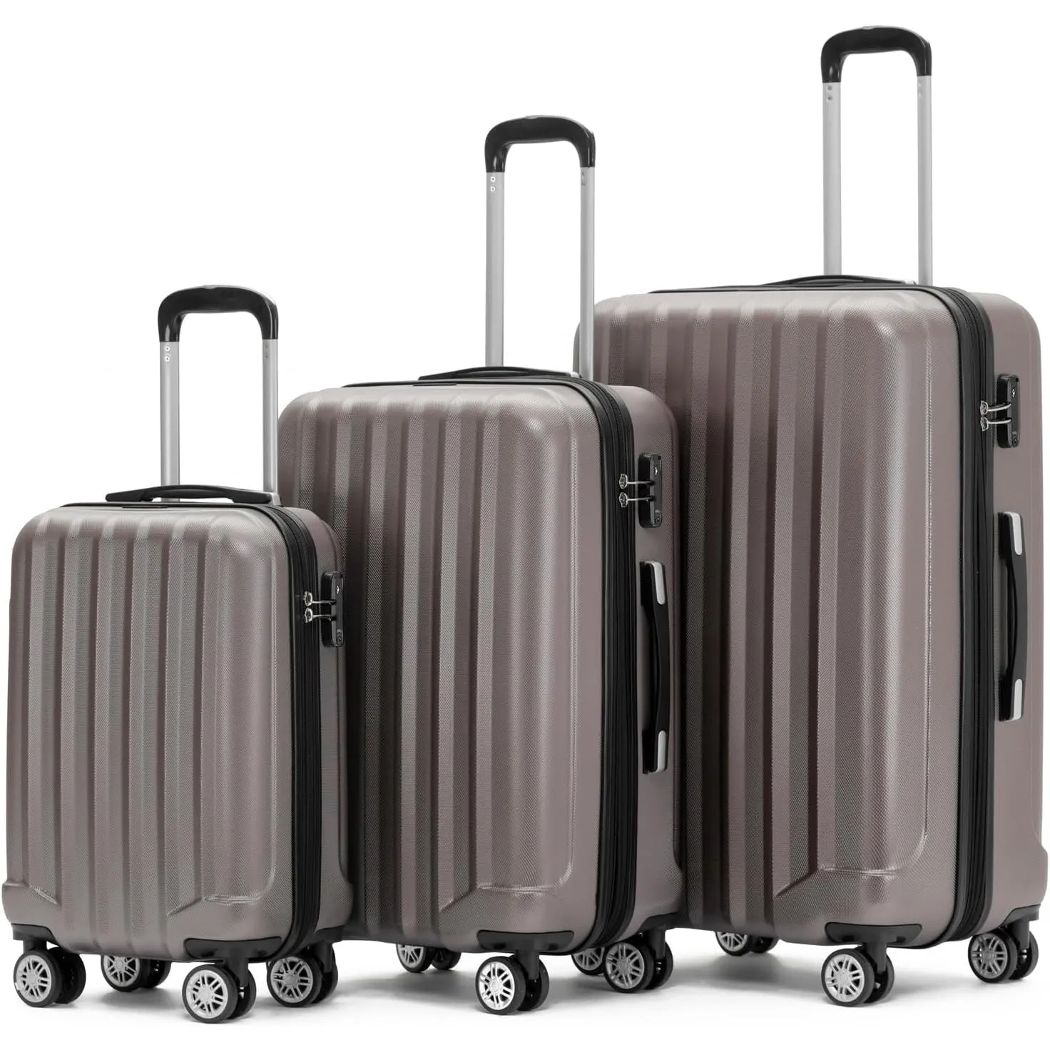 BEIBYE TSA-Schloß 2080 Zwillingsrollen neu Reisekoffer Koffer Trolley Hartschale Set (Coffee, Set)