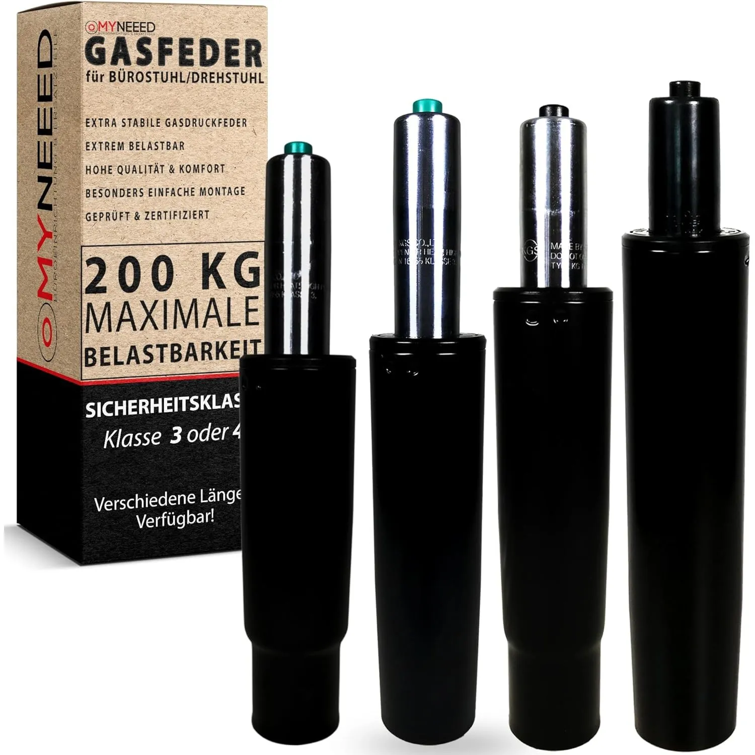 Gasdruckfeder für Bürostuhl - Gasfeder Belastbar bis 200 kg - Gasdruckdämpfer für Drehstuhl, Chefsessel, Hocker, Schrei…