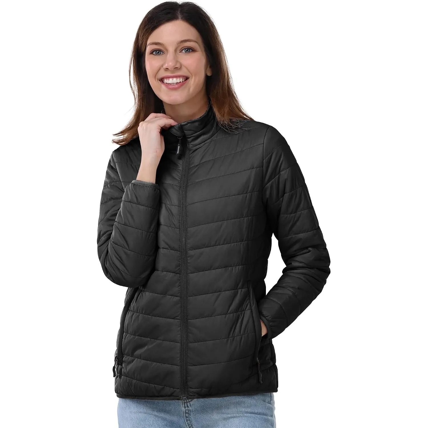 Outdoor Ventures Damen Steppjacke Packbare Leichte Warme Pufferjacke