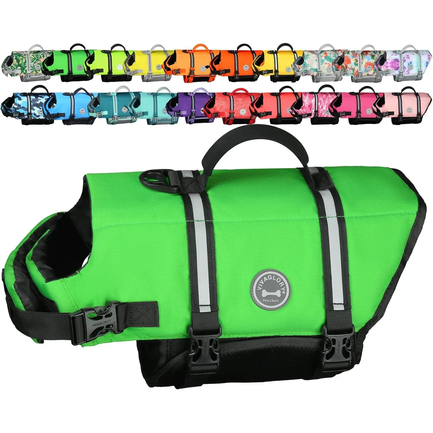 VIVAGLORY Rip Stop Schwimmweste Hund, Hundeschwimmweste, Schwimmhilfe & Auftrieb, Rettungsweste Hund für Bootfahren, XL…