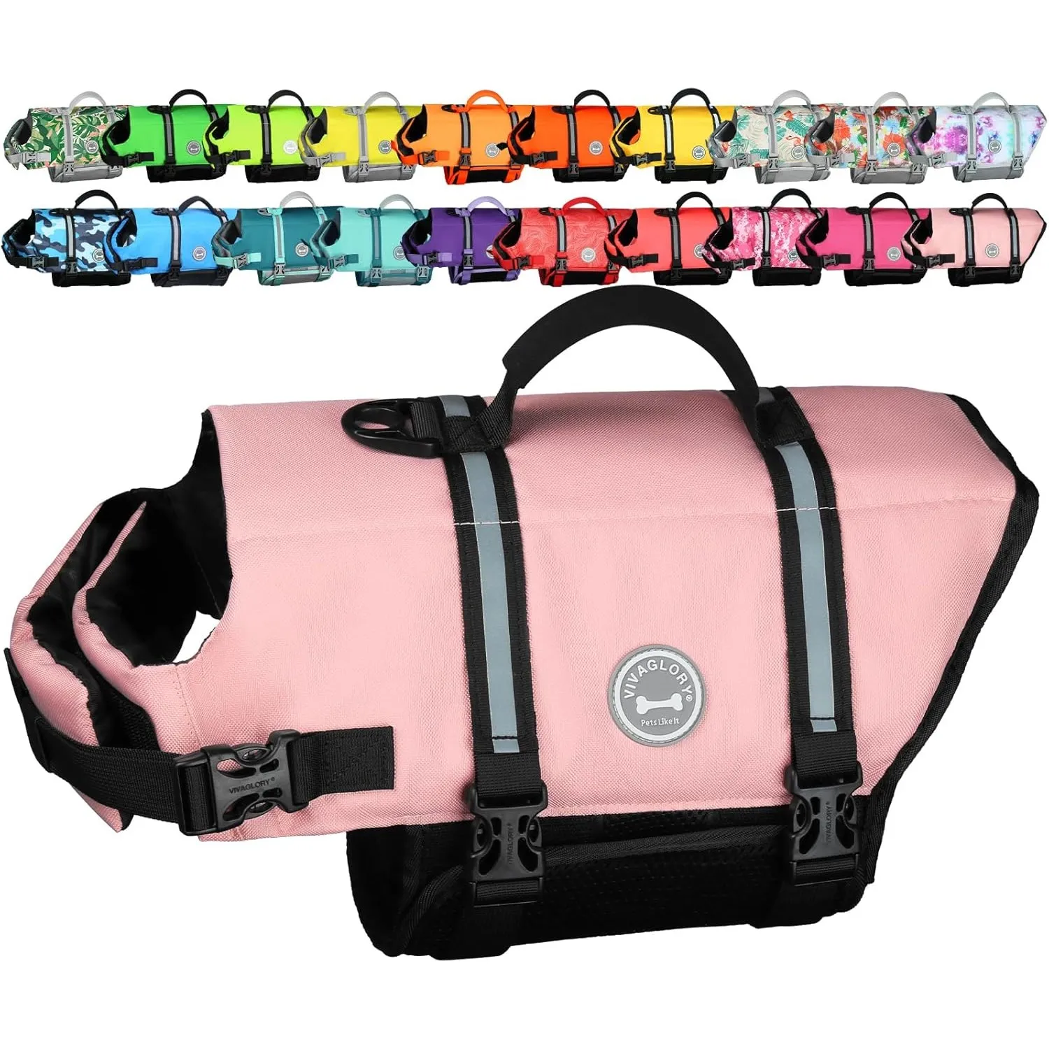 VIVAGLORY Rip Stop Schwimmweste Hund, Hundeschwimmweste, Schwimmhilfe & Auftrieb, Rettungsweste Hund für Bootfahren, XL…