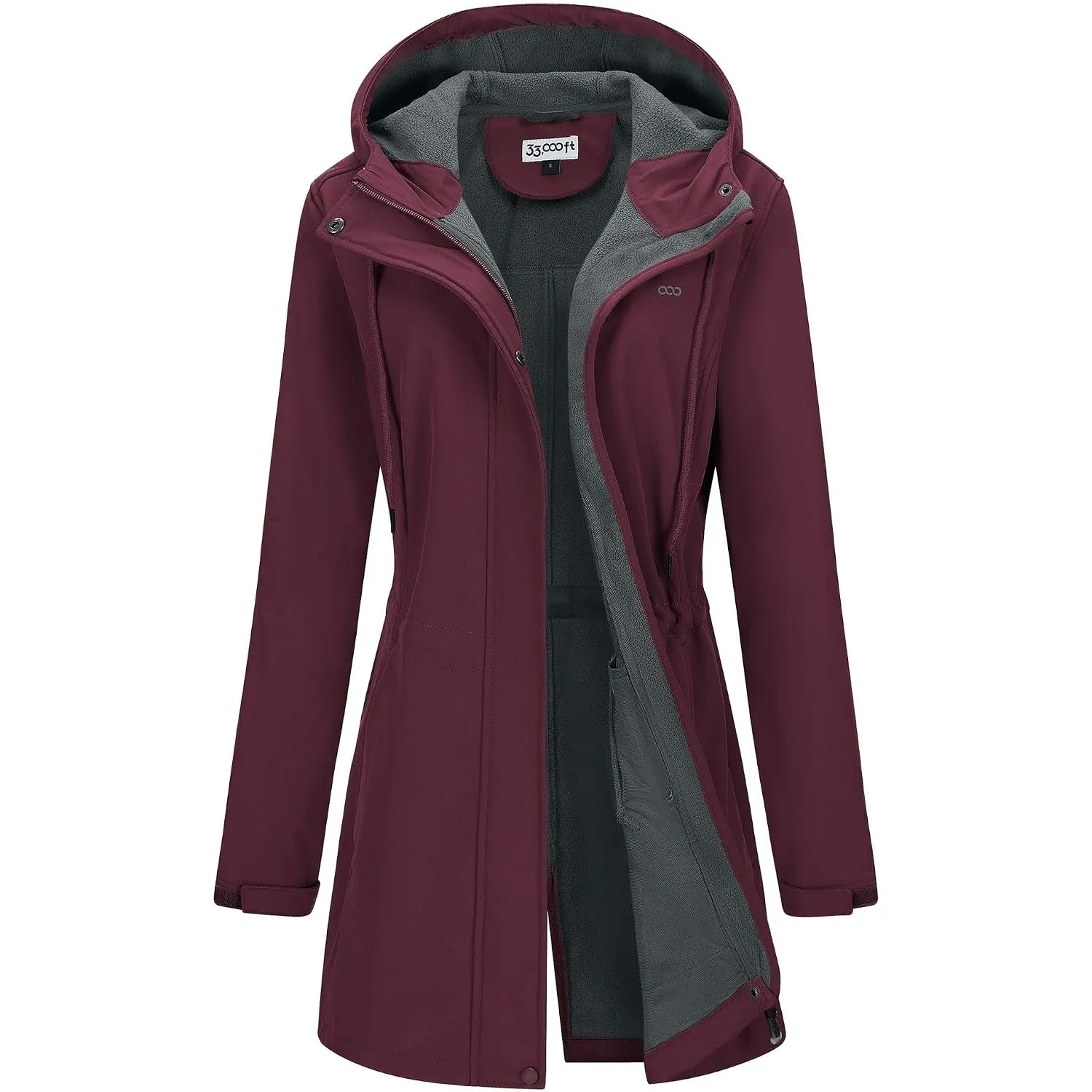 33,000ft Damen Leichte Wasserdichte Softshell Regenjacke Lange Funktionsjacke Übergangsjacke Windjacke Atmungsaktive Re…