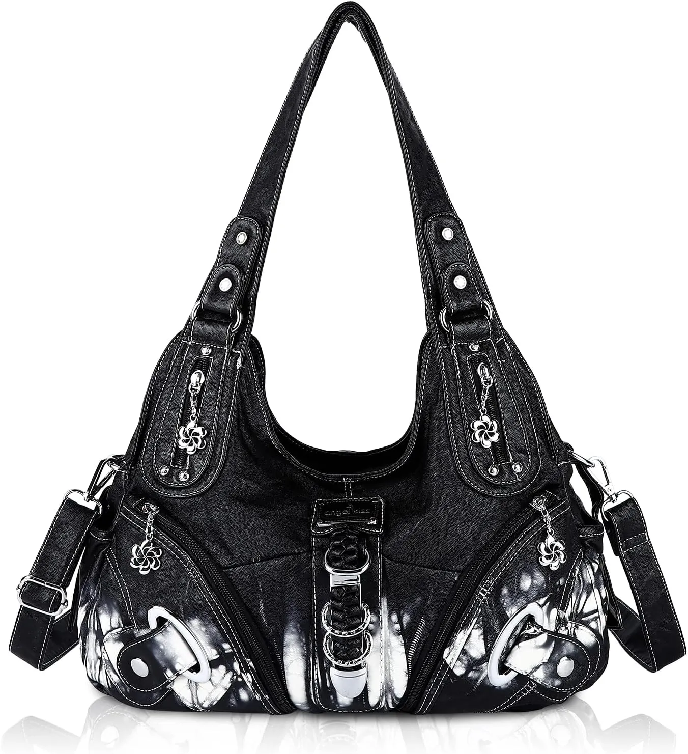 Angel Kiss Damen Schultertasche Hobo Tasche Umhängetaschen Schlusstaschen Henkeltaschen weiches PU Leder mit Reißver Ha…