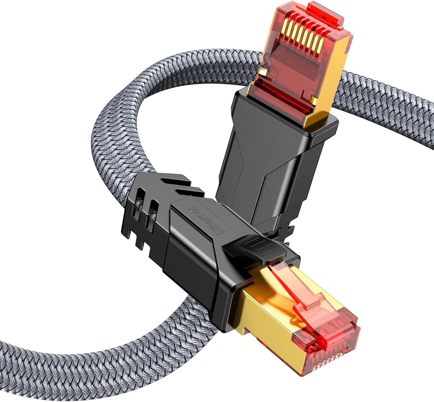 Snowkids Cat 8 Network Cable 1 m, 40 Gbps LAN Cable High Speed 2000 MHz S/FTP Ethernet Cable Gigabit RJ45 Nylon Braided…