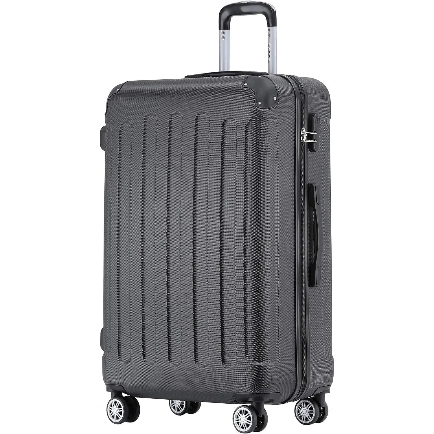 BEIBYE Zwillingsrollen Hardcase Reisekoffer Koffer Trolleys Hartschale in XL-L-M in 14 Farben (Schwarz, Großer Koffer (…