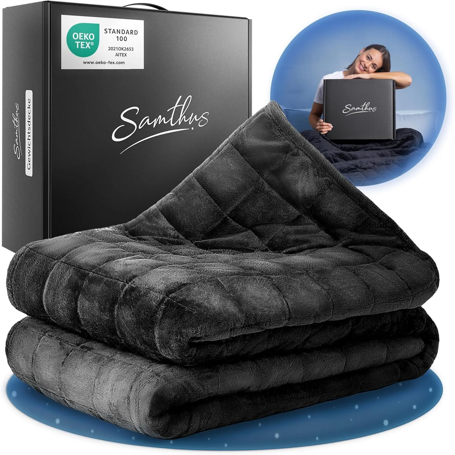 Samthus Gewichtsdecke 135x200cm 9kg Sherpa Fleece Oeko-Tex Zertifiziert