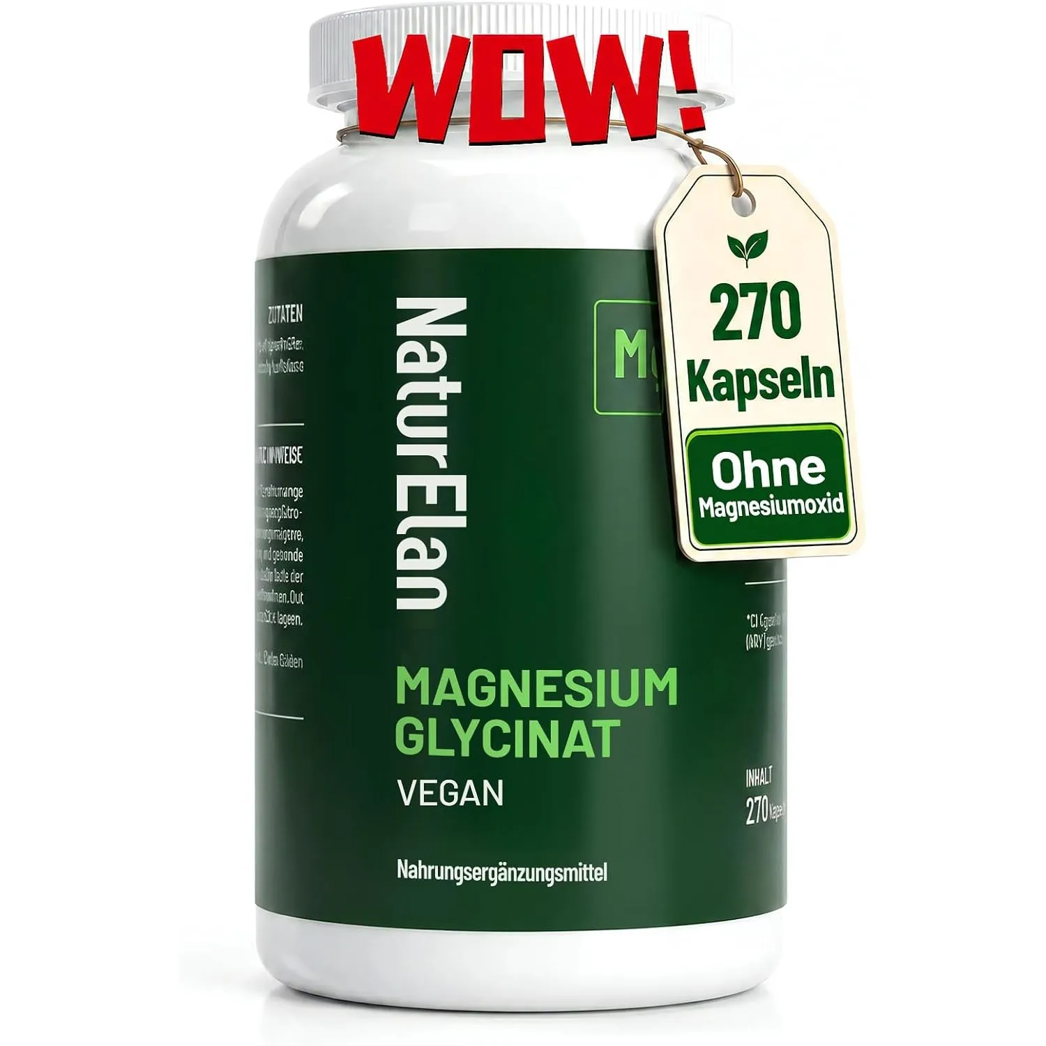 Magnesium Bisglycinat Hochdosiert, 270 Kapseln, 300mg Magnesium pro Tag