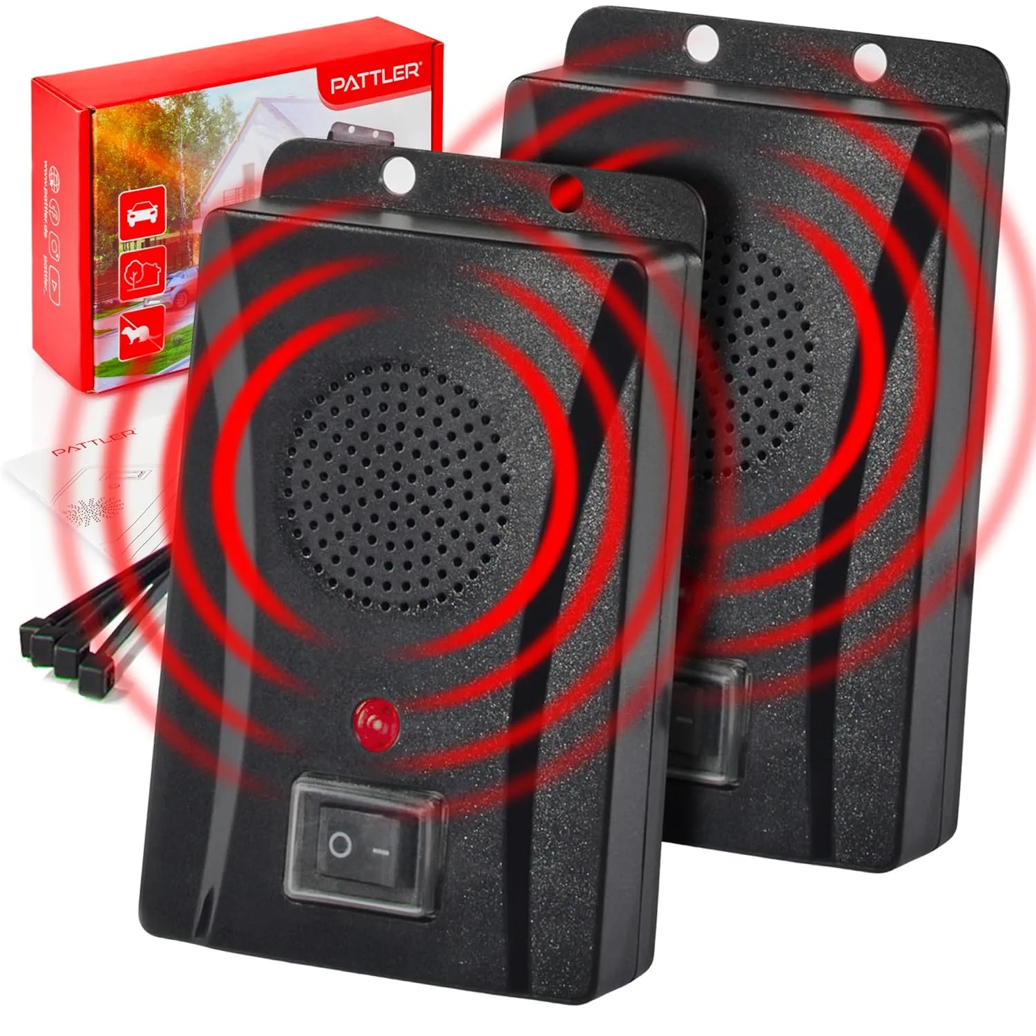 PATTLER® Marderschreck Auto batteriebetrieben für ca. 40m² - mit Ultraschall & Anti Gewöhnungseffekt. Mobiler Mardersch…