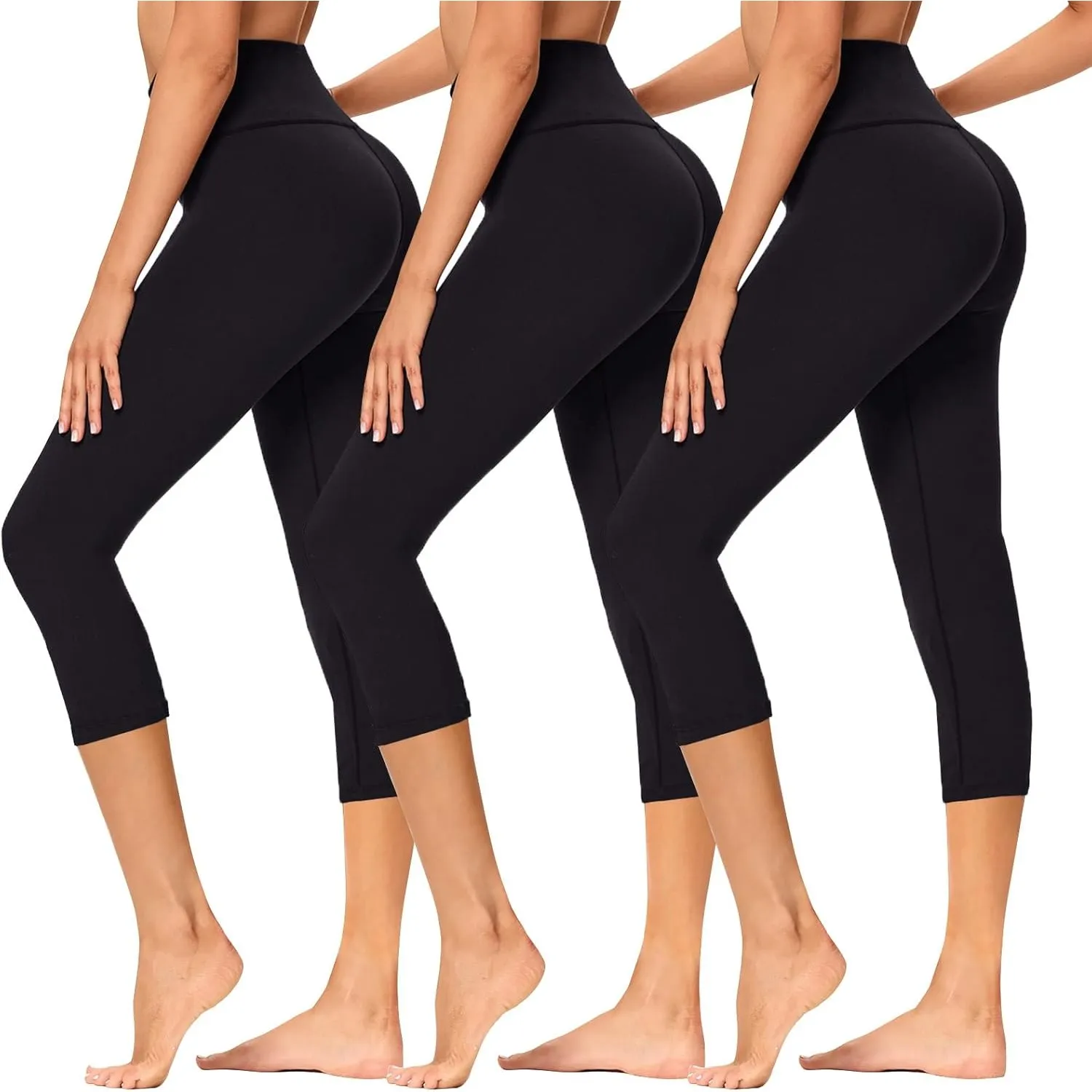 TNNZEET 3er Pack Capri Leggings Damen 3/4 für Sport, 7/8 Leggins High Waist Hose Sporthose für Gym Yoga