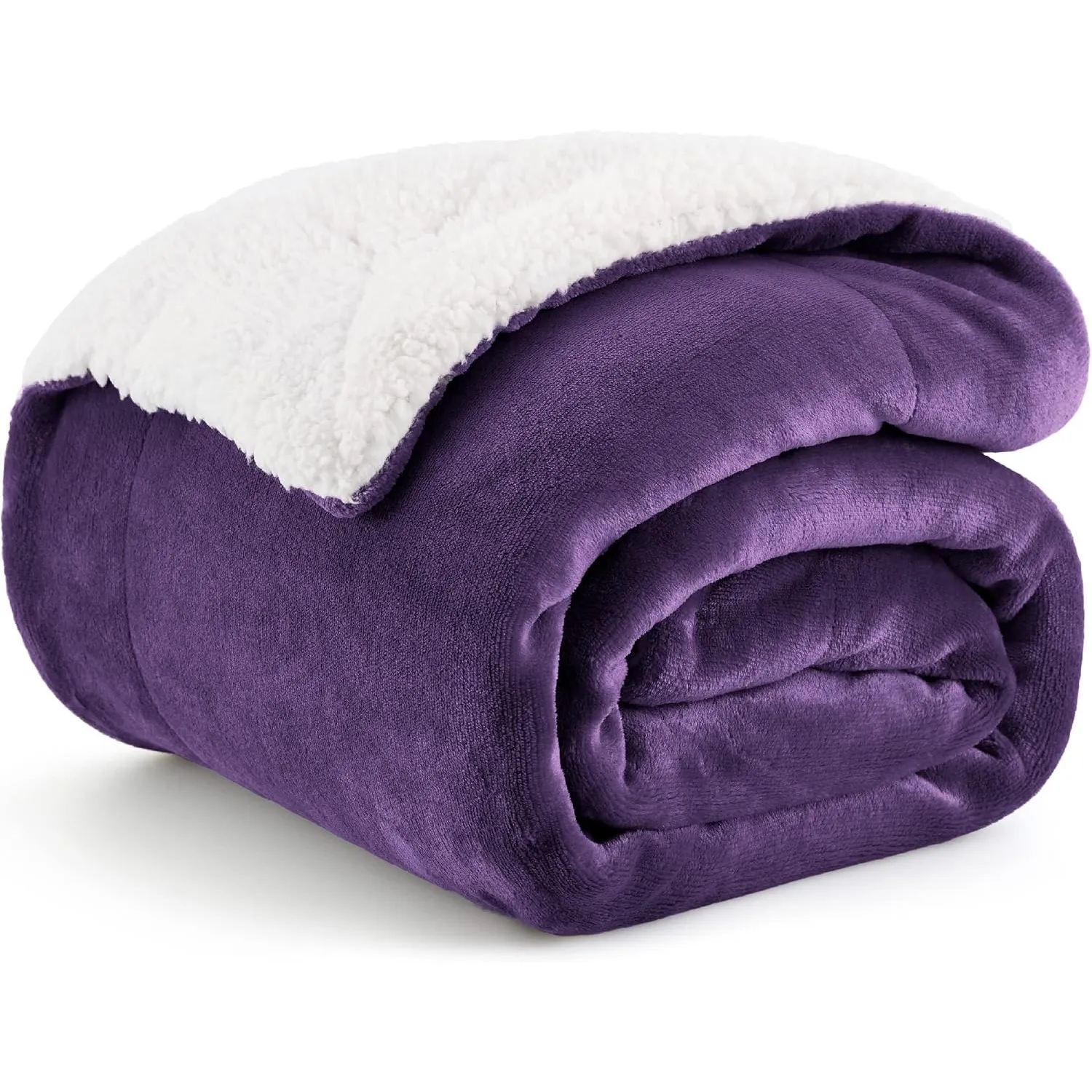 BEDSURE Sherpa Kuscheldecke Flauschig 130x150 - Sofadecke, Violett