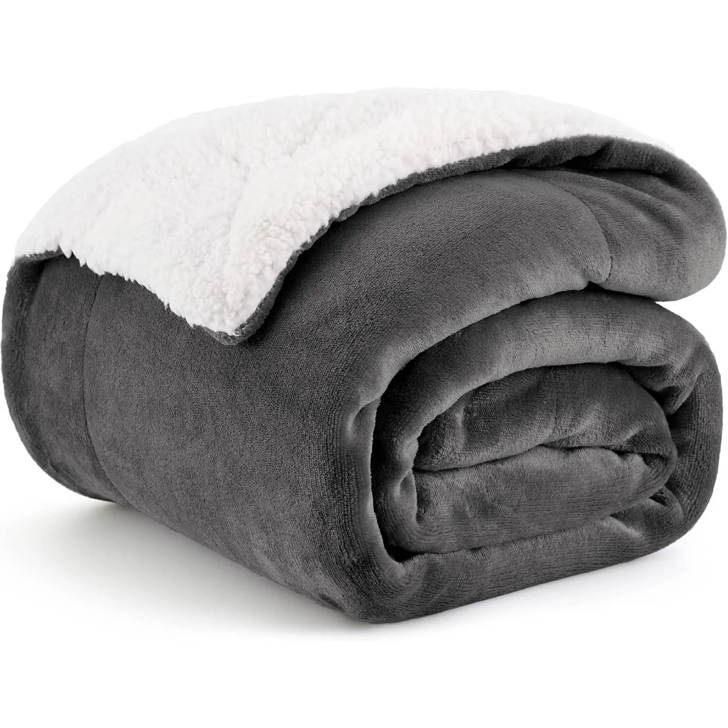 BEDSURE Sherpa Kuscheldecke Flauschig 130x150 - Sofadecke, Anthrazit