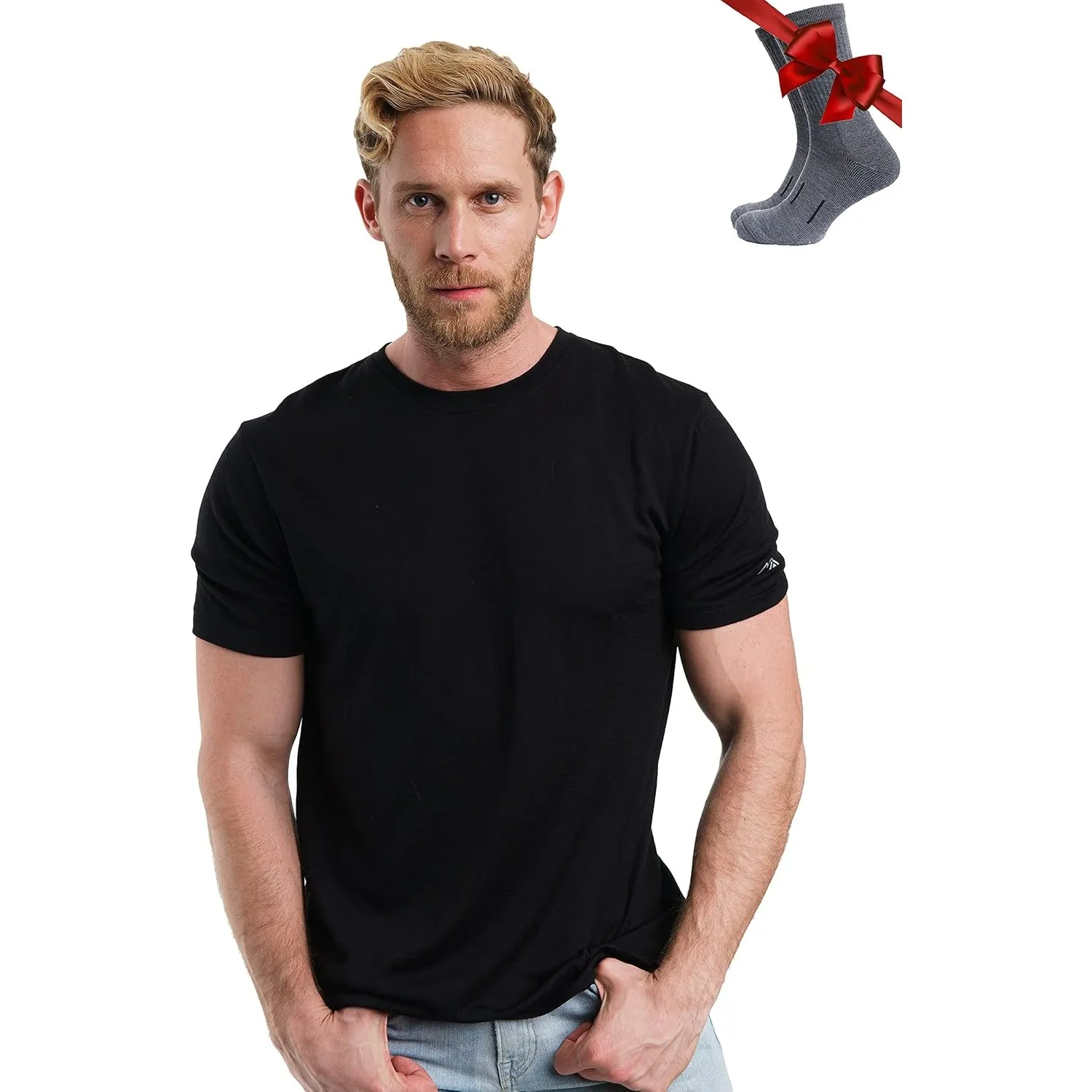 Merino.tech 100% Merino Shirt Herren Kurzarm Wandern + Wanderwollsocken