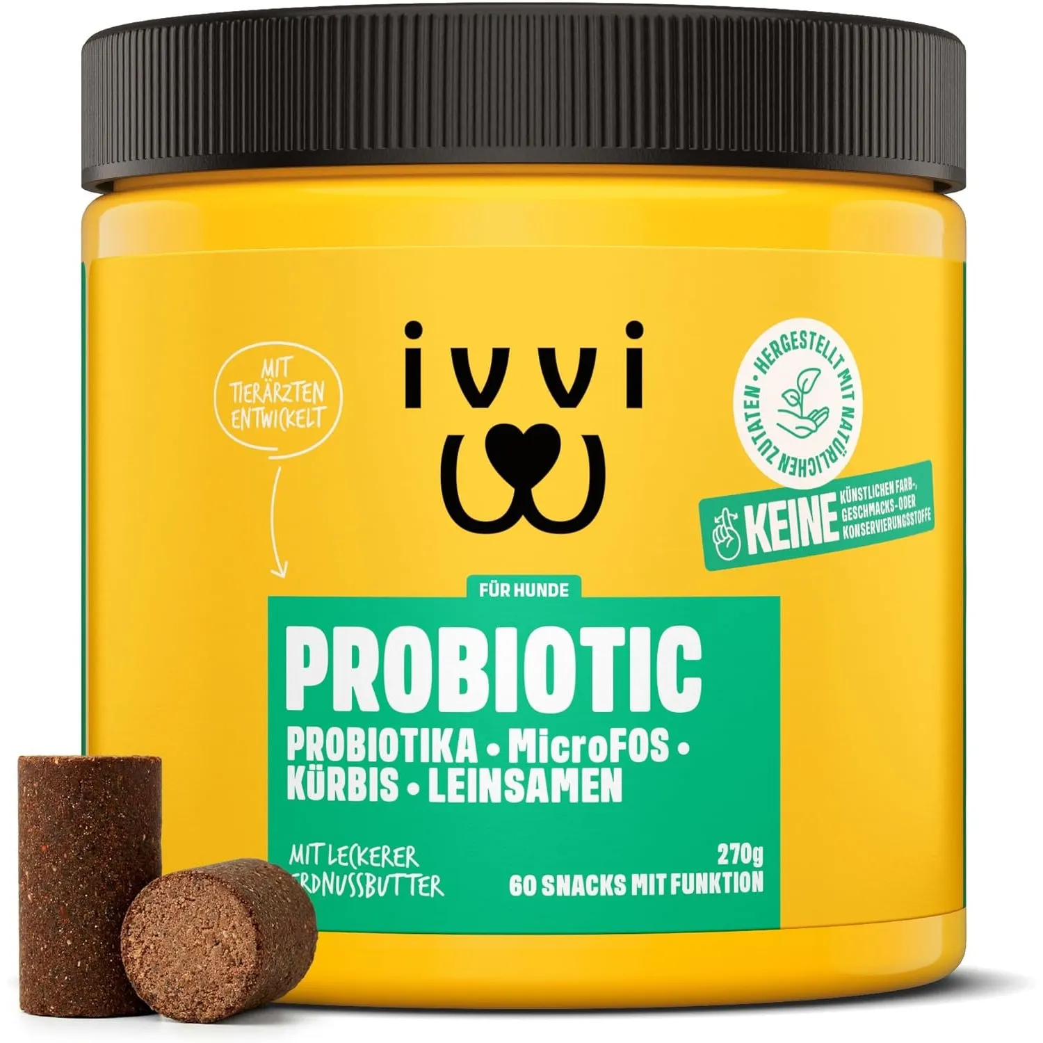ivvi PROBIOTIC Hunde Probiotika als Leckerli - Hund Darmflora aufbauen, verbesserte Verdauung & Immunsystem - 60 lecker…
