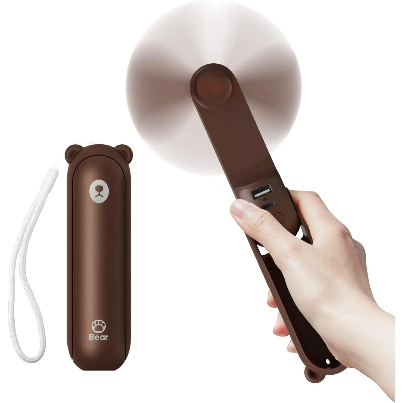 JISULIFE Handventilator Mini Ventilator 3 IN 1, mit 4500 mAh Powerbank USB Akku Klein, Batteriebetrieben Max 37Hrs Runt…