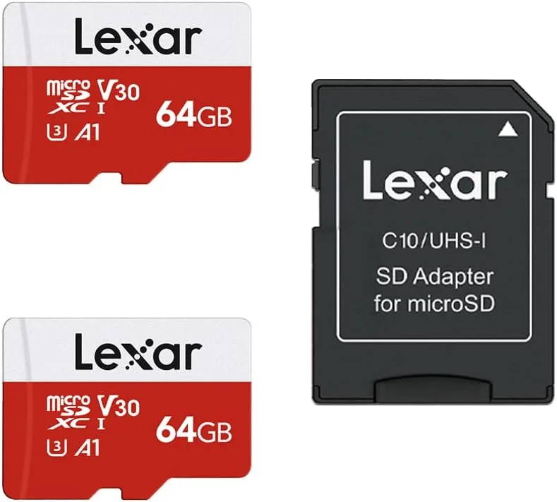 Lexar Micro SD Card 64 GB Pack of 2 Memory Card Micro SD with Adapter, Up to 100 MB/s Read Speed, UHS-I, U3, A1, V30, C…