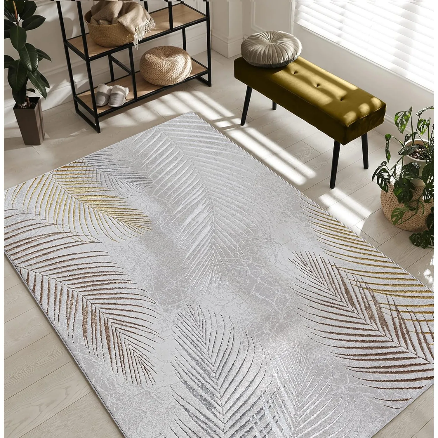 the carpet Mila Teppich – moderner Kurzflor Wohnzimmerteppich mit 3D Hoch-Tief-Effekt, Glanzeffekt & weicher Oberfläche…