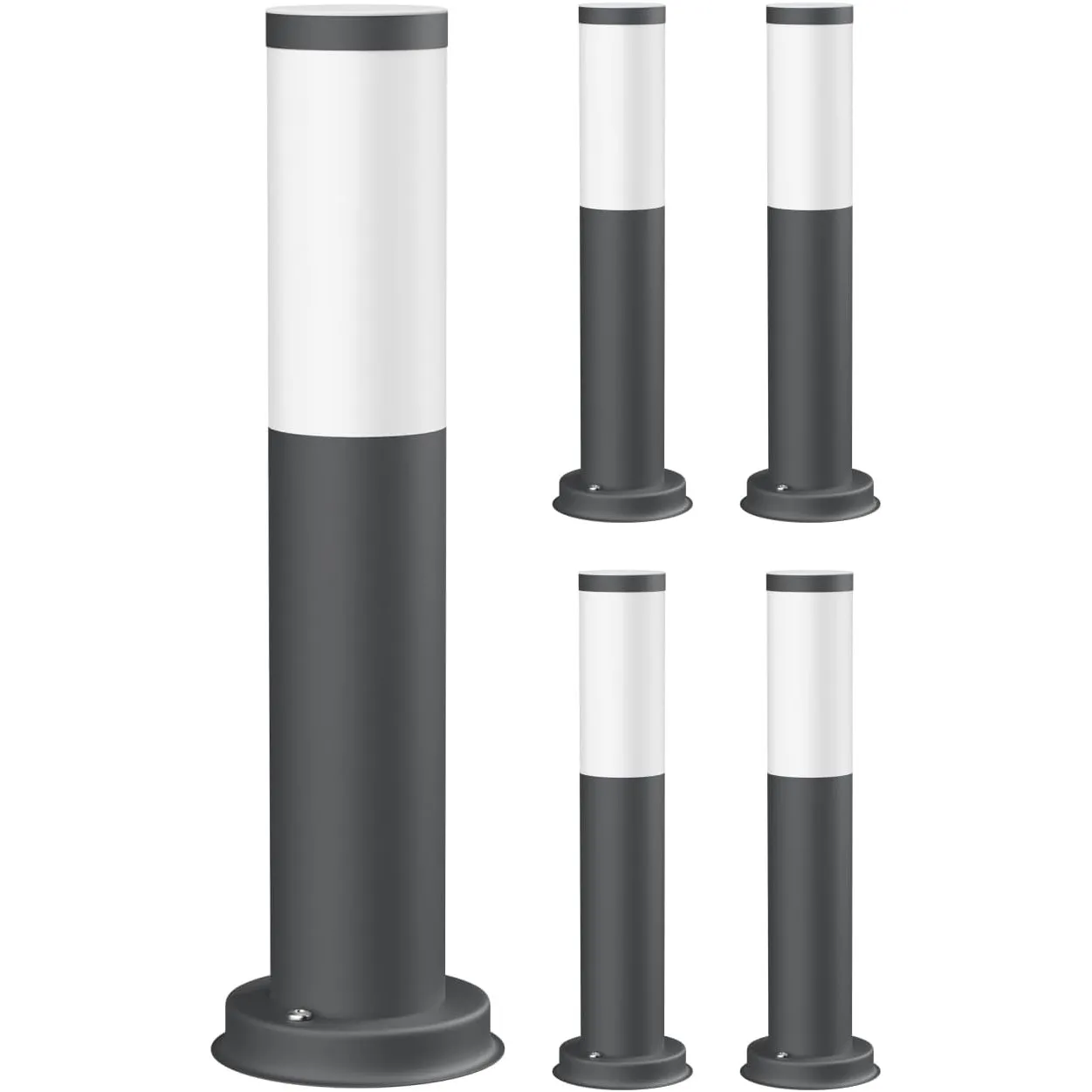 ledscom.de 5x Wegelicht/Pollerleuchte PORU für außen, IP44, 39 cm, anthrazit, 1x E27 max. 40W