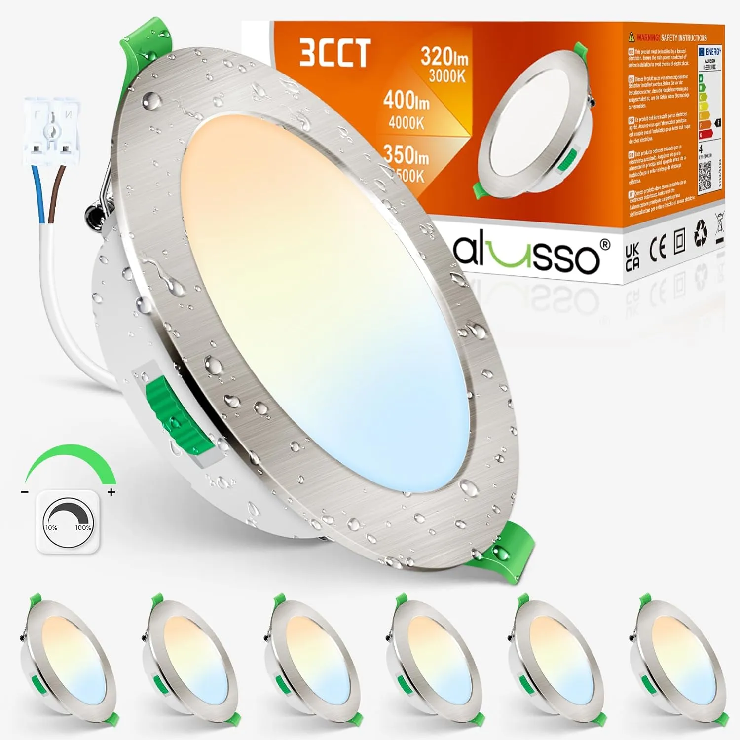 LED Recessed Spotlights Dimmable 230 V, Slim Flat, 5 W 400 Lm, Warm/Neutral/Cool White, 30 mm Recessed Depth, IP44 Spla…
