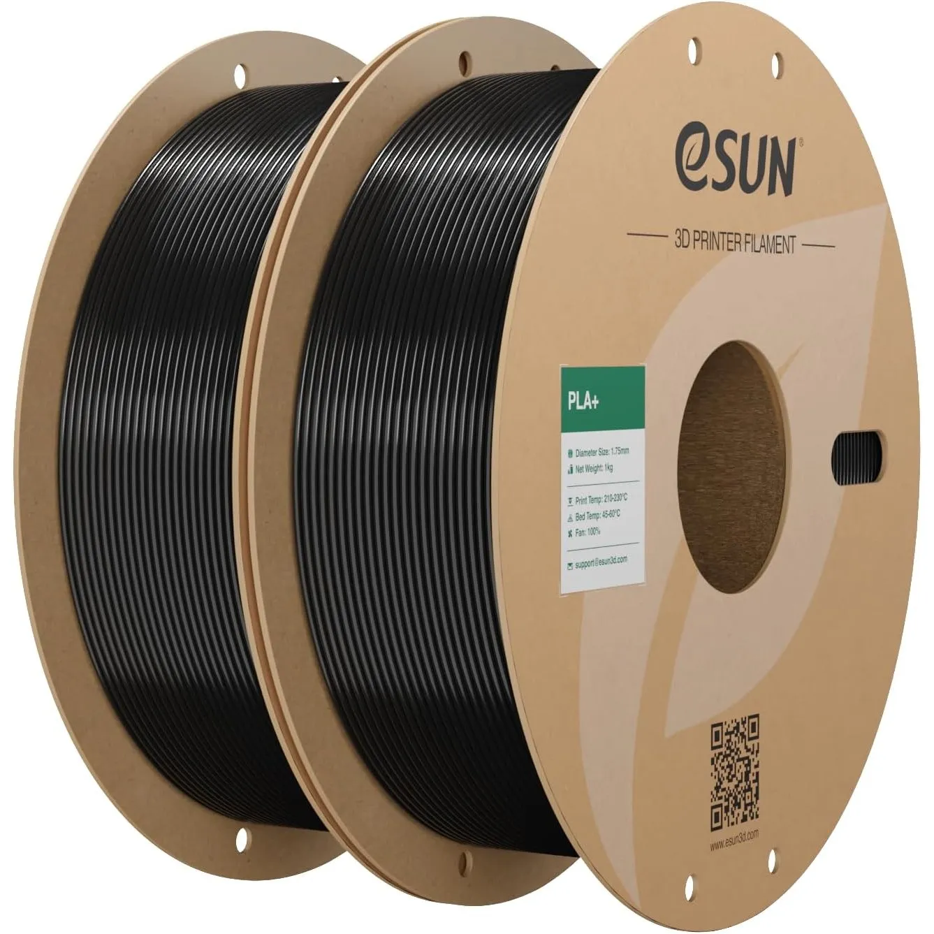 eSUN PLA+ Filament 1.75mm, Schwarz, 2KG