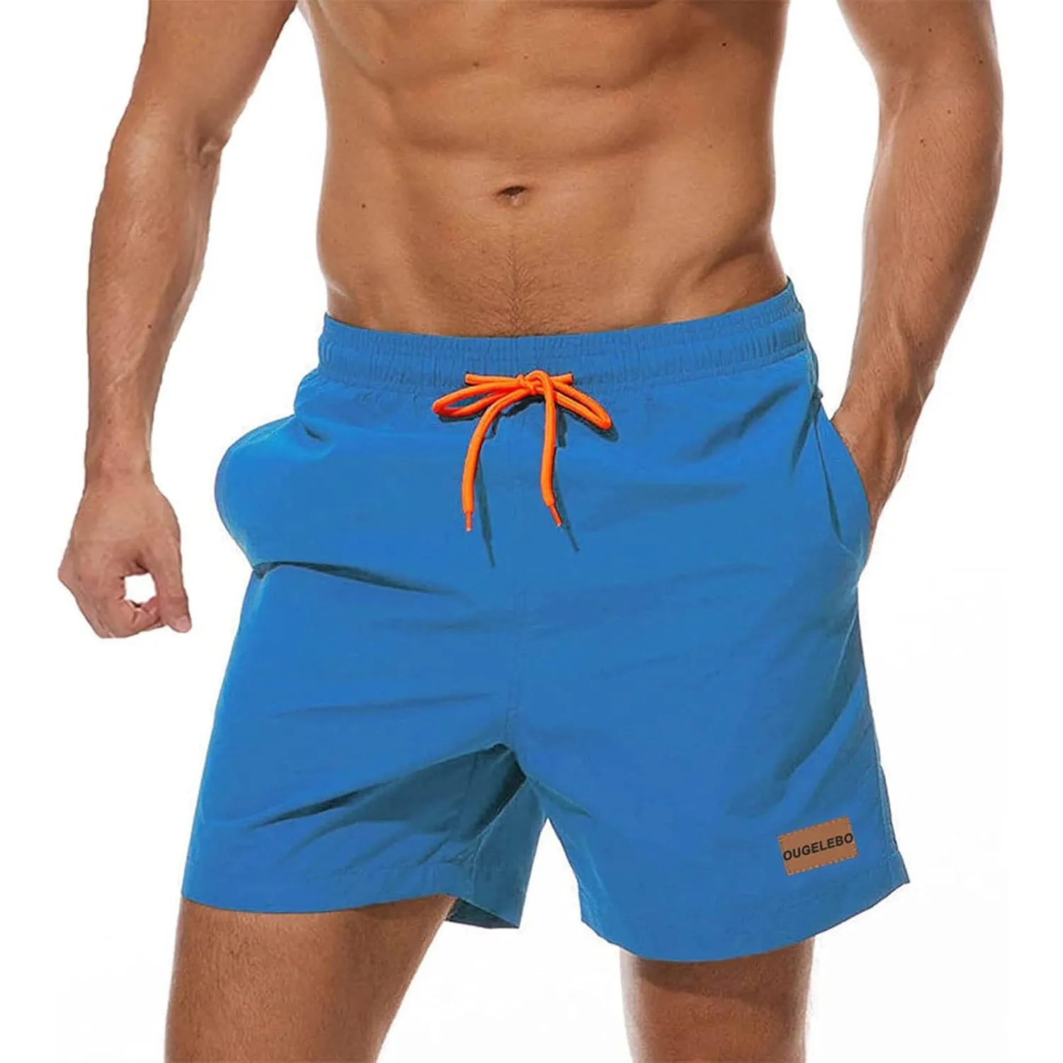 Ougelebo Badehose Herren Badeshorts mit Reißverschlusstasche | Schnelltrocknend Atmungsaktiv Wasserabweisend Badehose K…