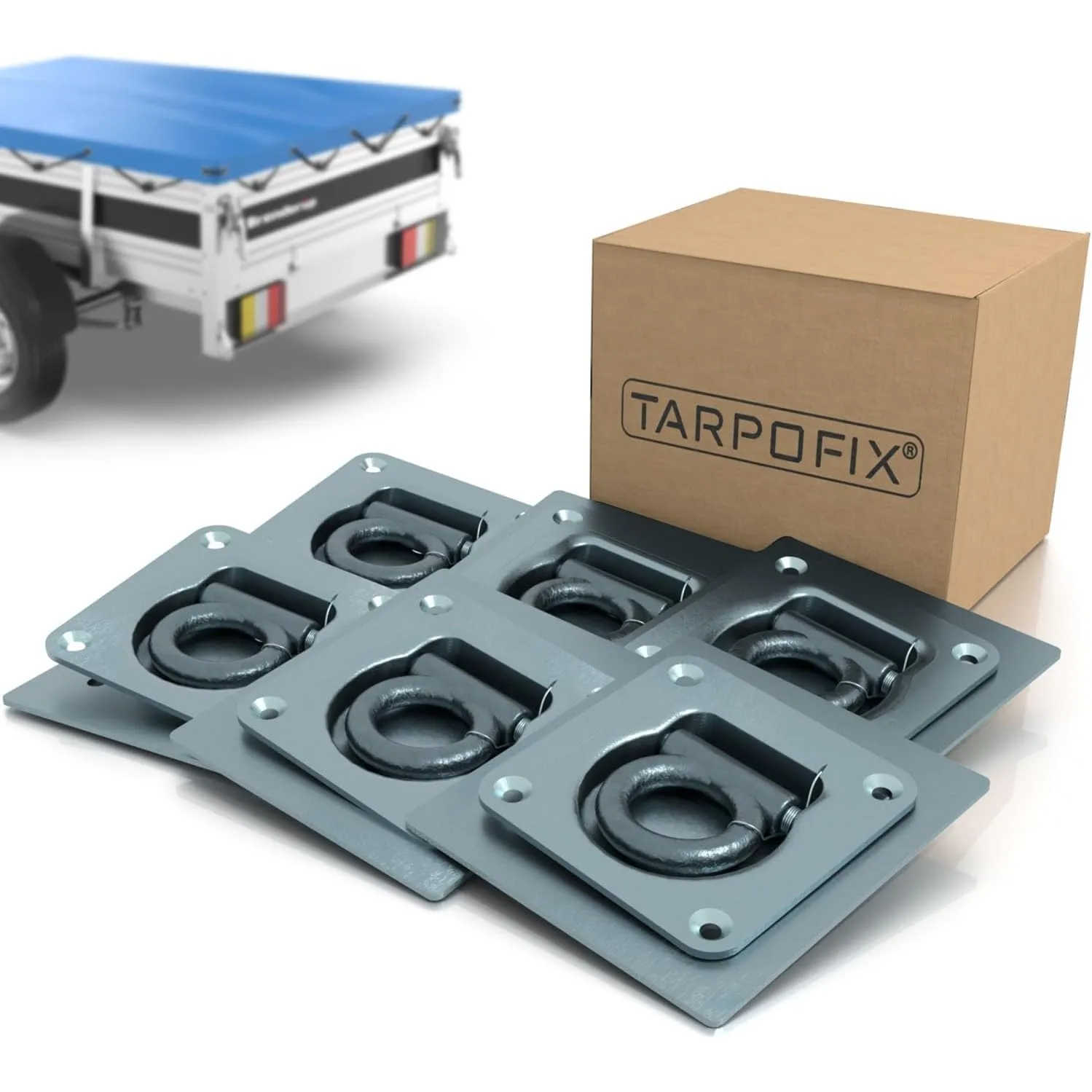 Tarpofix® Anhänger Zurrösen mit Gegenplatten | 6 Stück, 800 daN Zugkraft