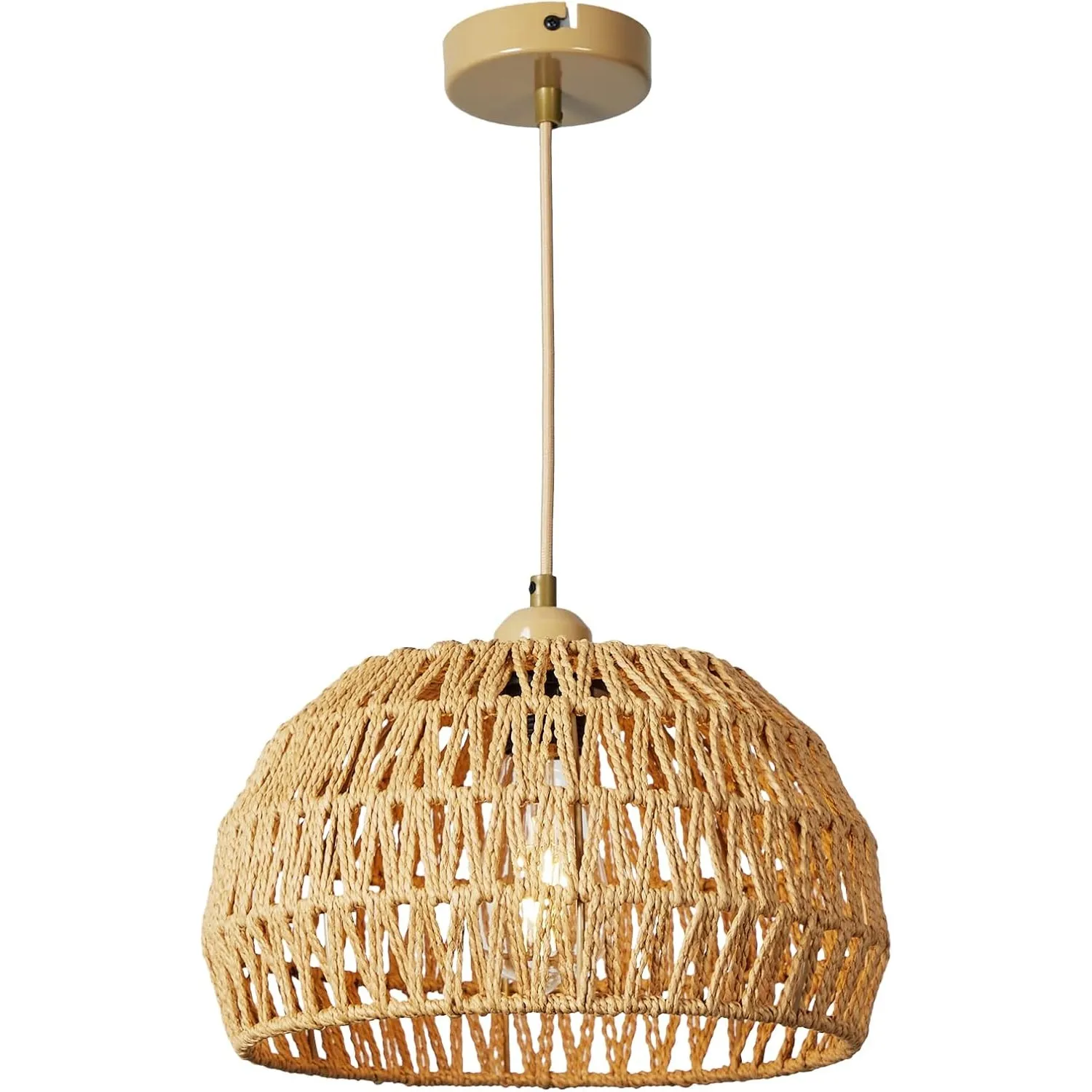 Rattan Lampe - Boho Pendelleuchte Esstisch E27 Hängelampe Geflecht