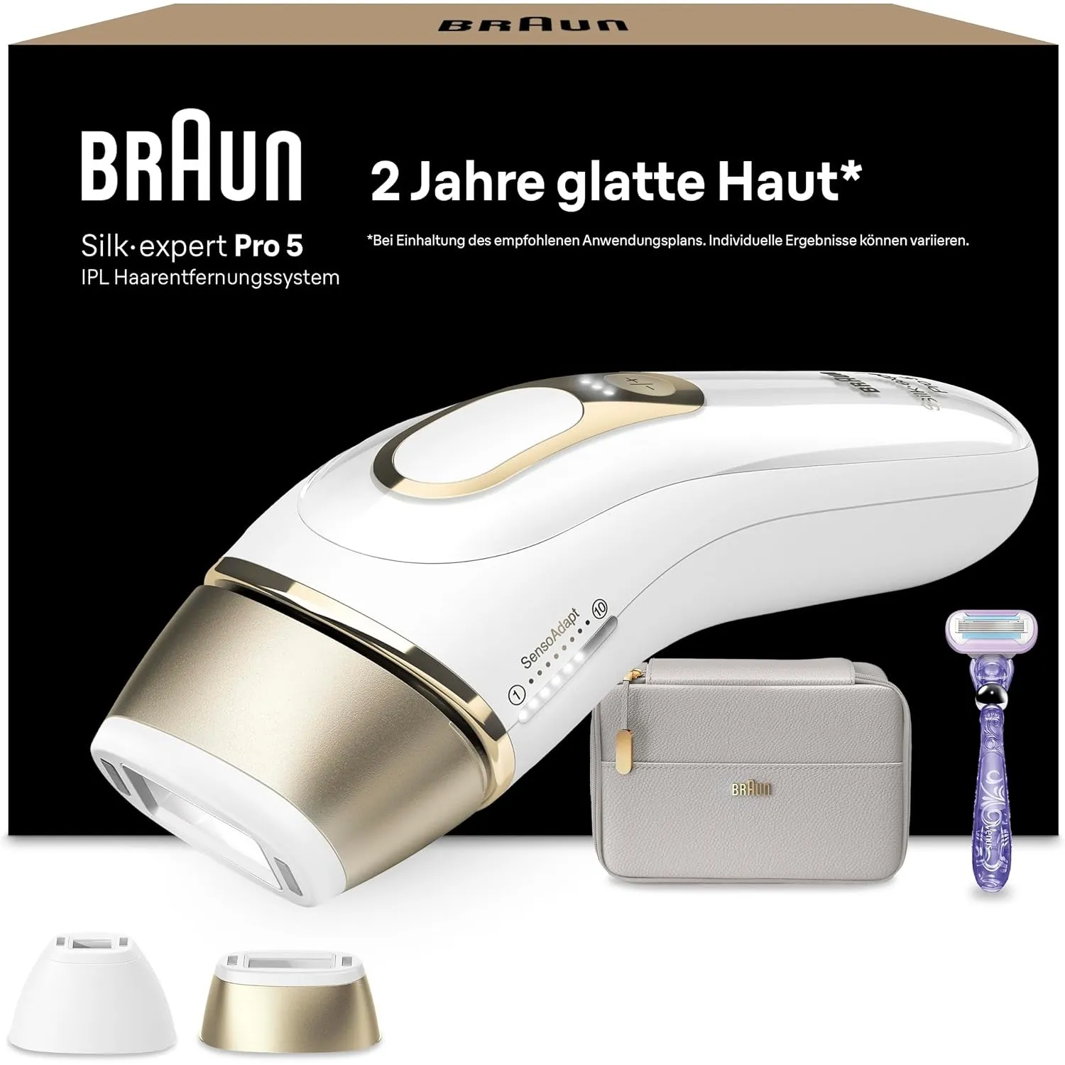 Braun IPL Geräte Haarentfernung Silk·expert Pro 5, PL5157, Weiß/Gold