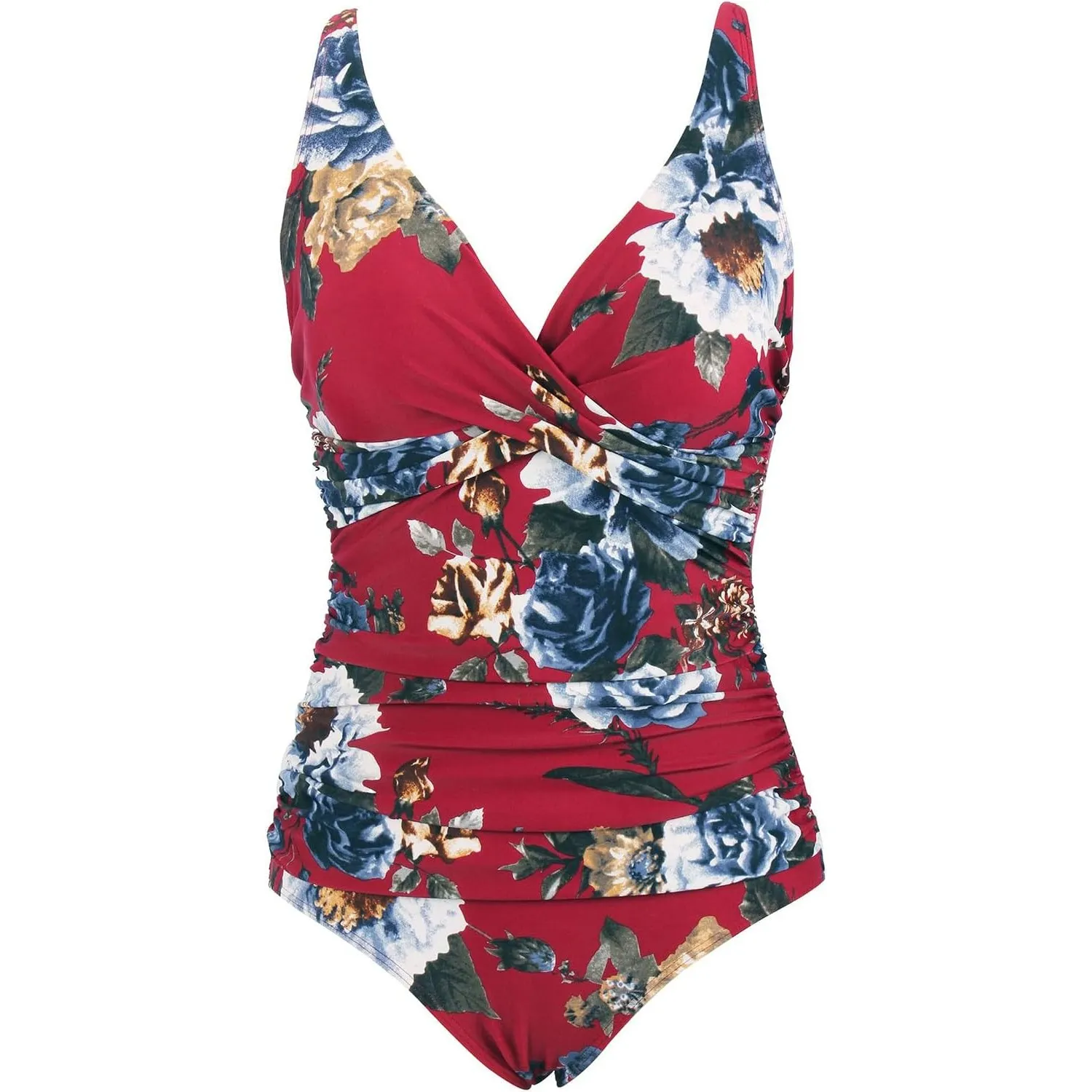 LA ORCHID Damen Badeanzug bauchweg Push up einteiliger Badeanzug bademode v Ausschnitt bademode high Waist für Urlaub