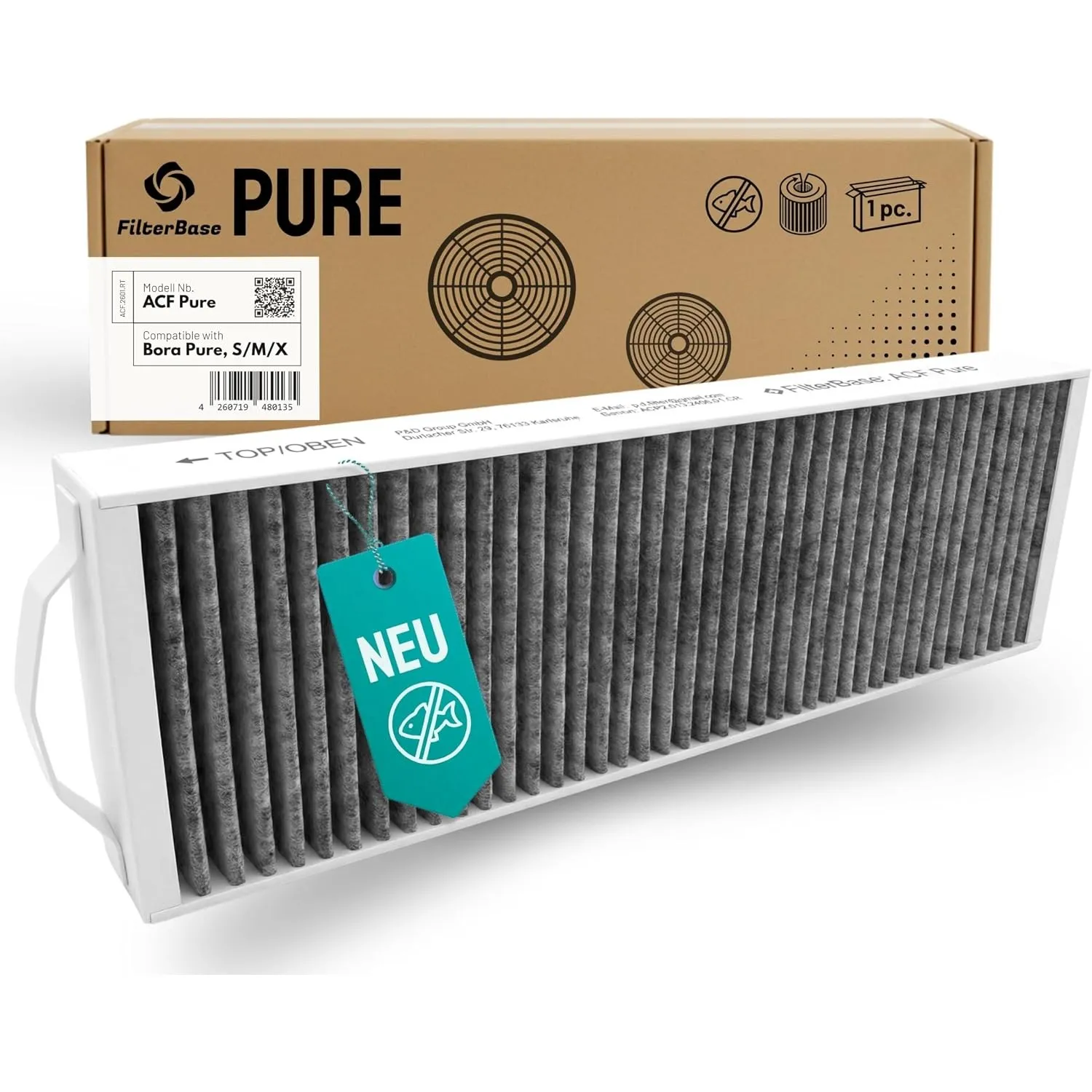 FilterBase® 1 Filter für Bora Pure PUAKF - Aktivkohlefilter kompatibel mit Pure, X Pure Kochfeld im Umluftbetrieb