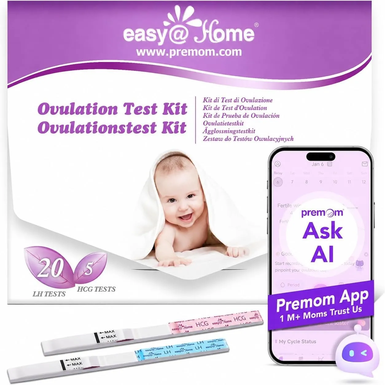 Easy@Home 20 Ovulationstest + 5 Schwangerschaftstest Frühtest: Empfindlich Fruchtbarkeitstest für Frauen 25 mIU/ml - Ei…