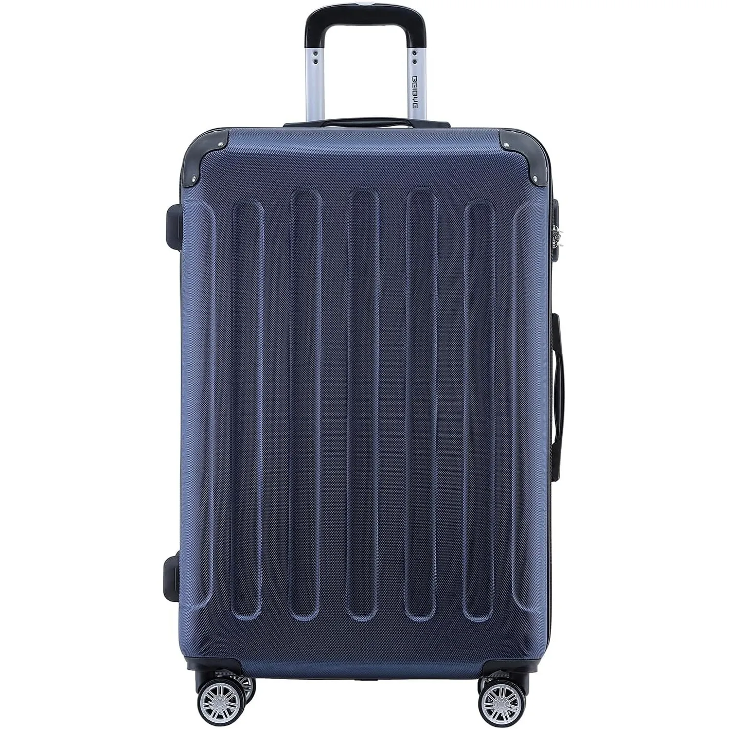 BEIBYE- Hartschalenkoffer Koffer Trolley Rollkoffer Reisekoffer Zahlenschloß 4 Zwilings-Rollen (Dark-Blue, Middle-66cm)