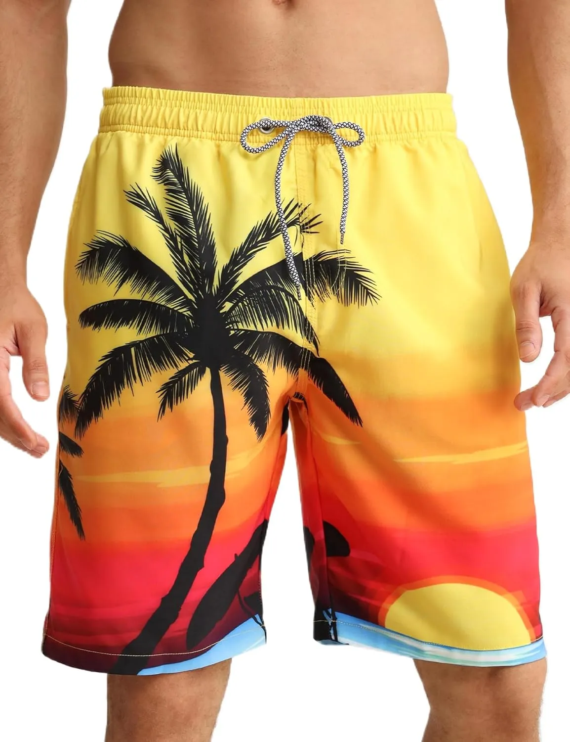 APTRO Men's Swimming Trunks, Long Swimming Shorts, Quick-Drying Board Shorts, Leisure Shorts with Inner Briefs