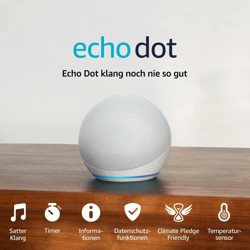 Zertifiziert und generalüberholt Echo Dot (5. Generation, 2022) | Smarter Bluetooth Lautsprecher mit Alexa | Weiß