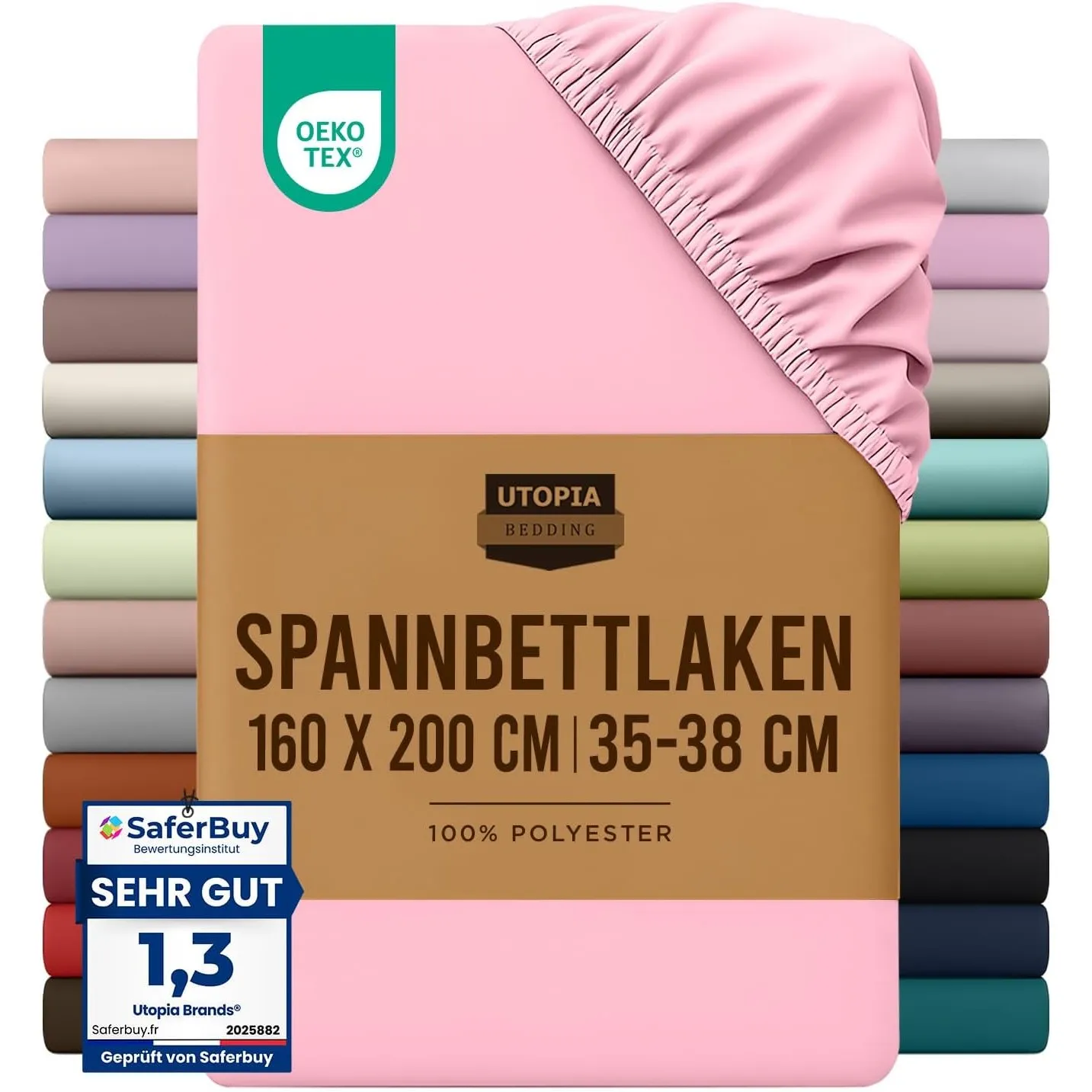 Utopia Bedding - Spannbettlaken 160x200cm - Rosa
