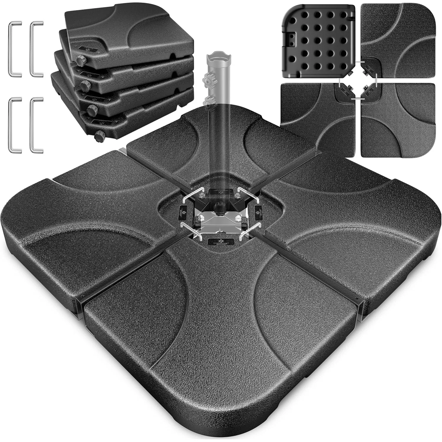 KESSER® Sonnenschirmständer 4-teilig Schirmgewicht Schirmständer für Ampelschirm Bodenkreuz 60 Liter / 80 kg befüllbar …